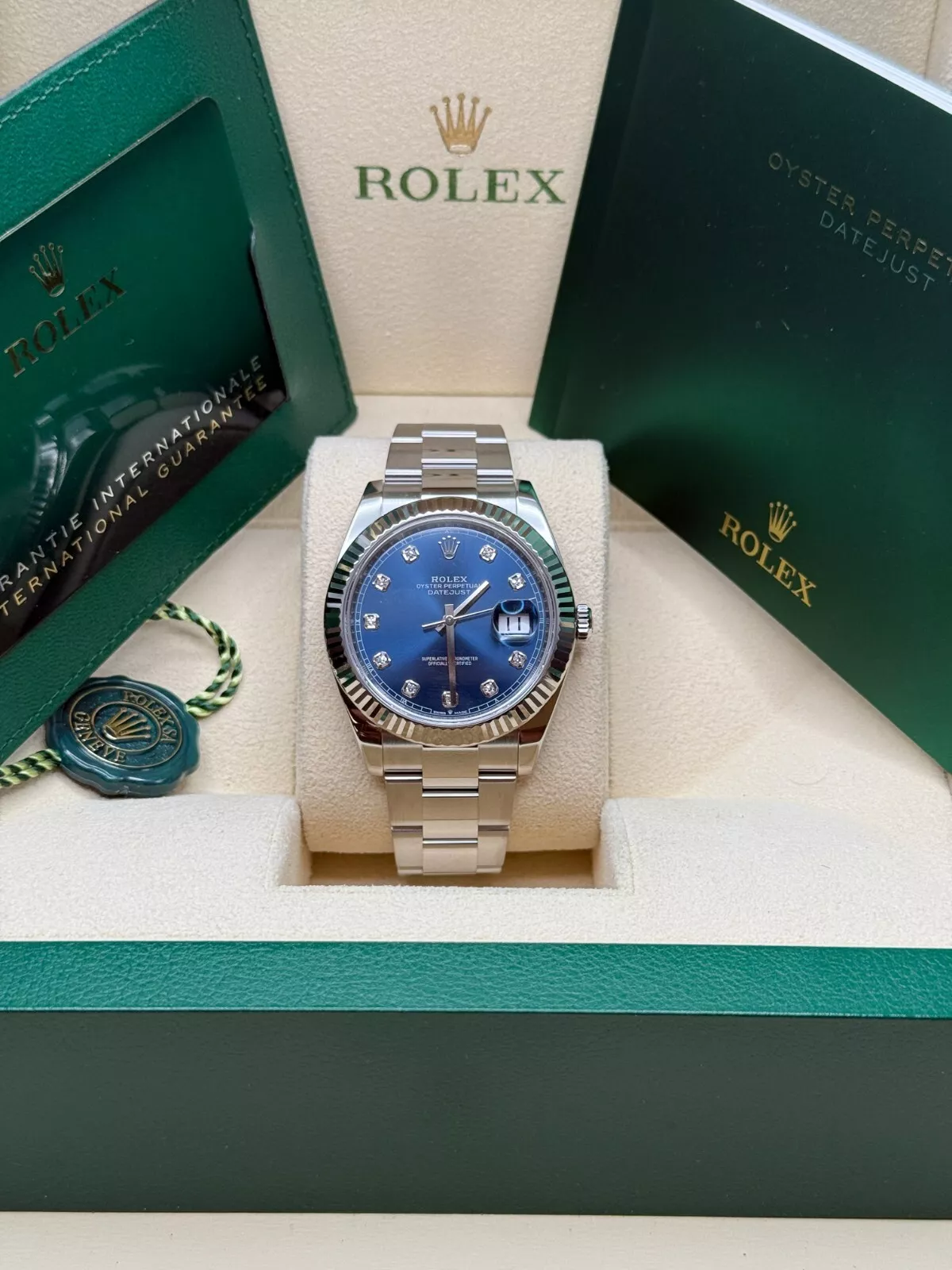 [Super Clone]RLX  Datejust 126334-0015 Blue Diamond Oyster 41mm Stainless Steel Mens Watch