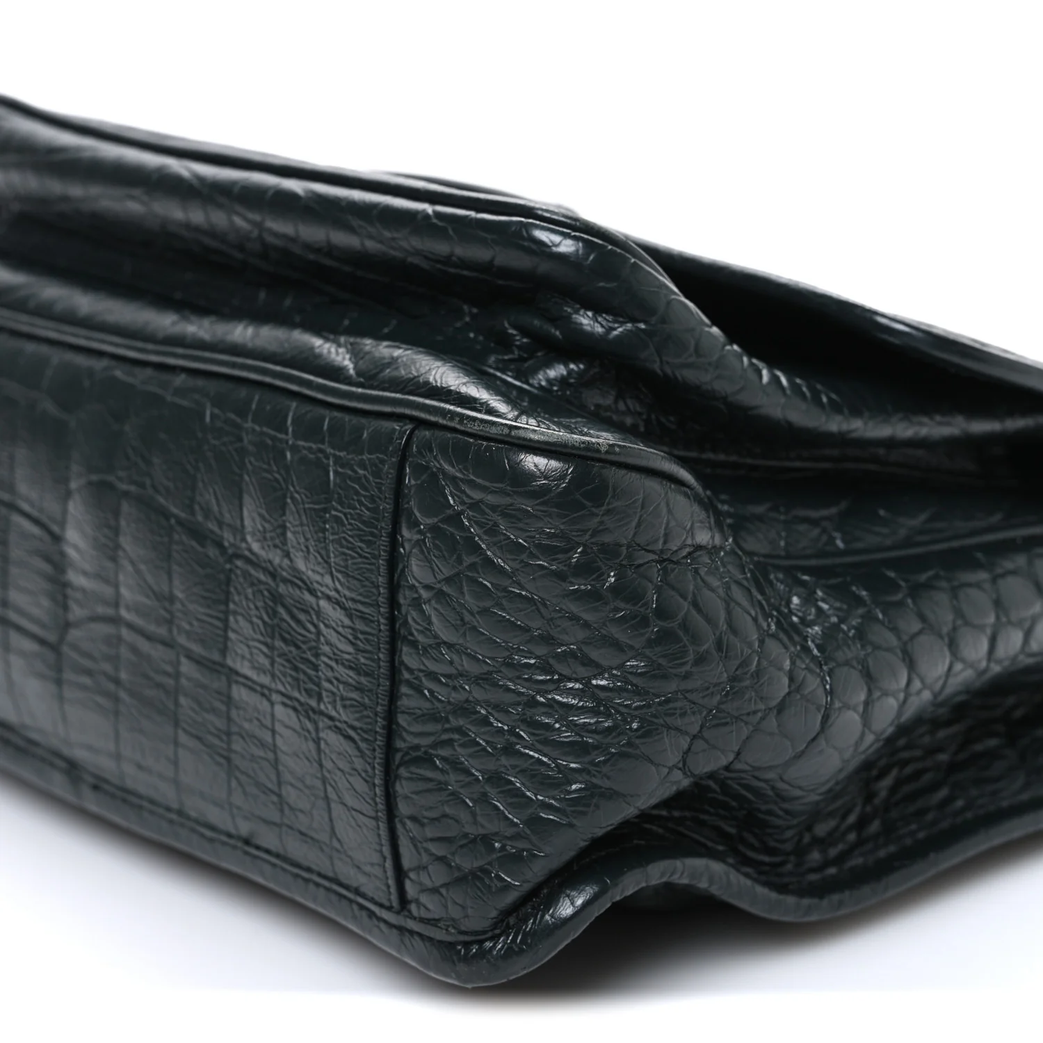 Crocodile Embossed Calfskin Monogram Medium Niki Chain Satchel Algea