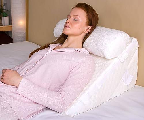 Flexicomfort Bed Wedge Pillow for Sleeping -Adjustable Post Surgery Pillow (7 in 1) -%100 Memory Foam -Head Support Cushion -Incline -Leg Elevation