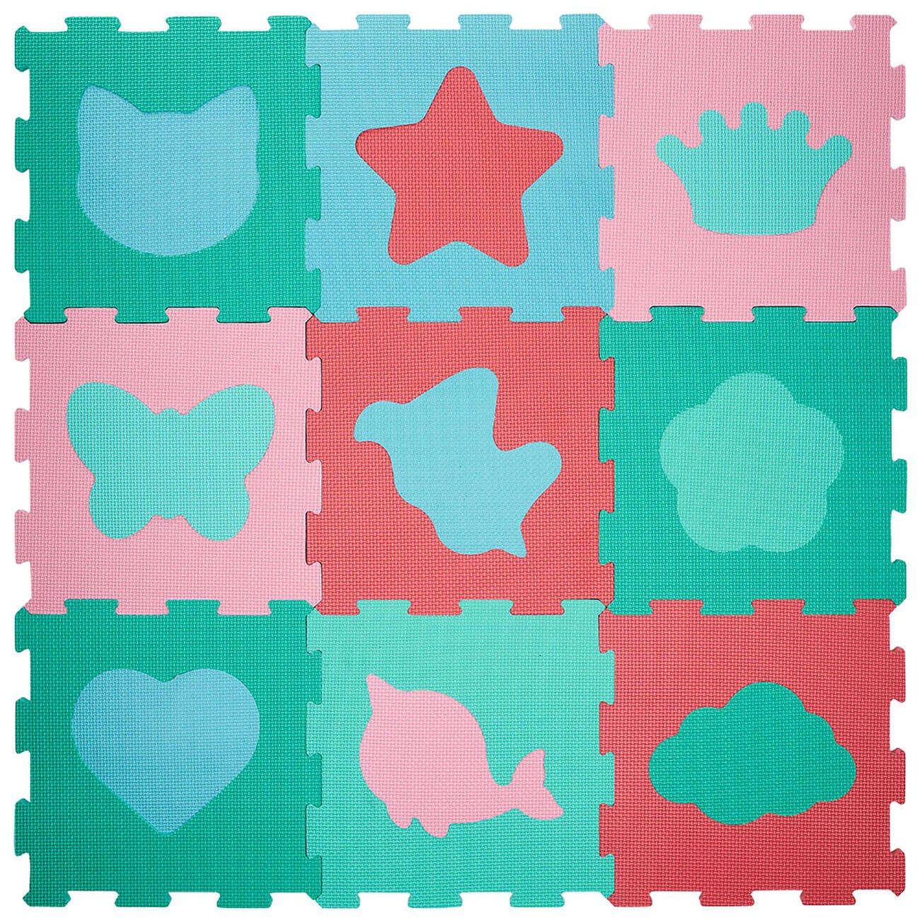 Tapis puzzle mousse 9 dalles 30,5x30,5cm avec formes détachables