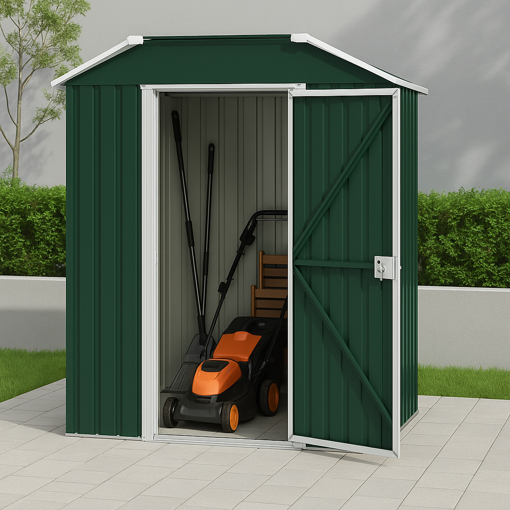 Grnt metalhaveskur, stl, udendrs opbevaring, 150x103x190 cm