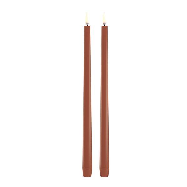 Taper Candles slim LED-kronelys 2,3x32 cm 2 stk terrakotta