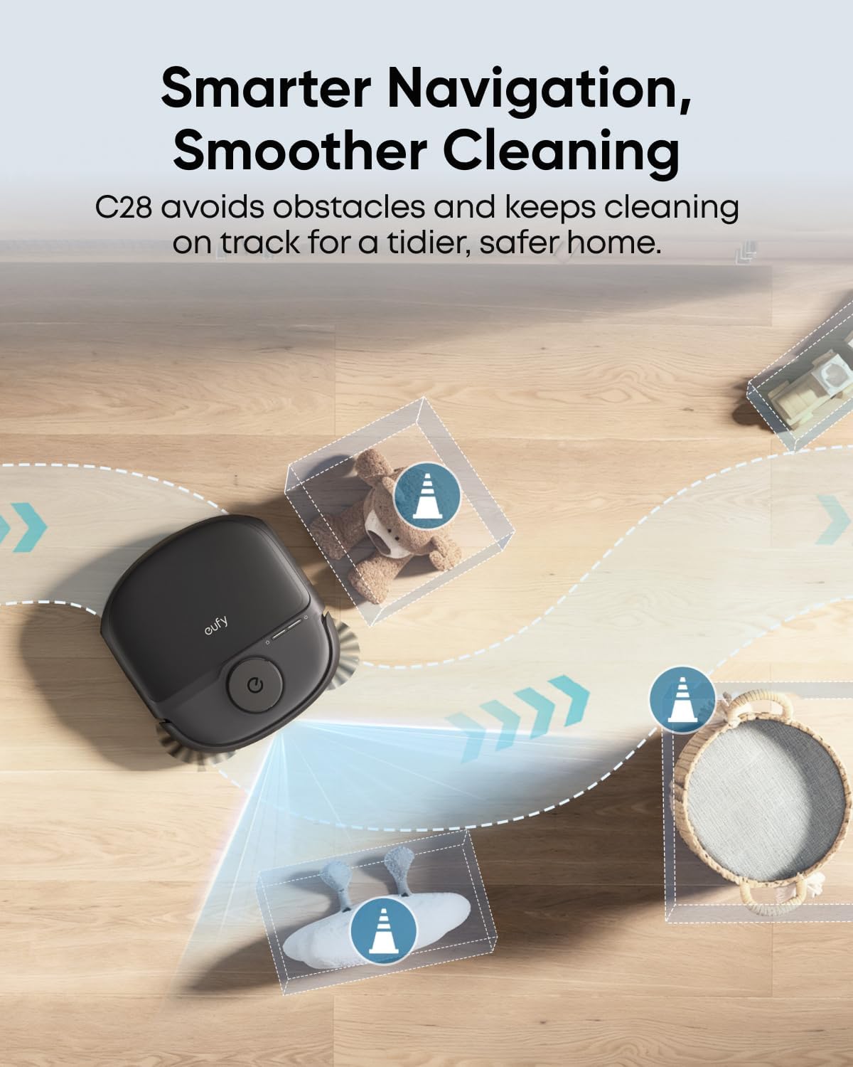 eufy Robot Vacuum C28, HydroJet™ Self-Cleaning Roller Mop, DuoSpiral™ Detangle Brush, 15,000 Pa Turbo High Suction, All-in-One Robot Vacuum