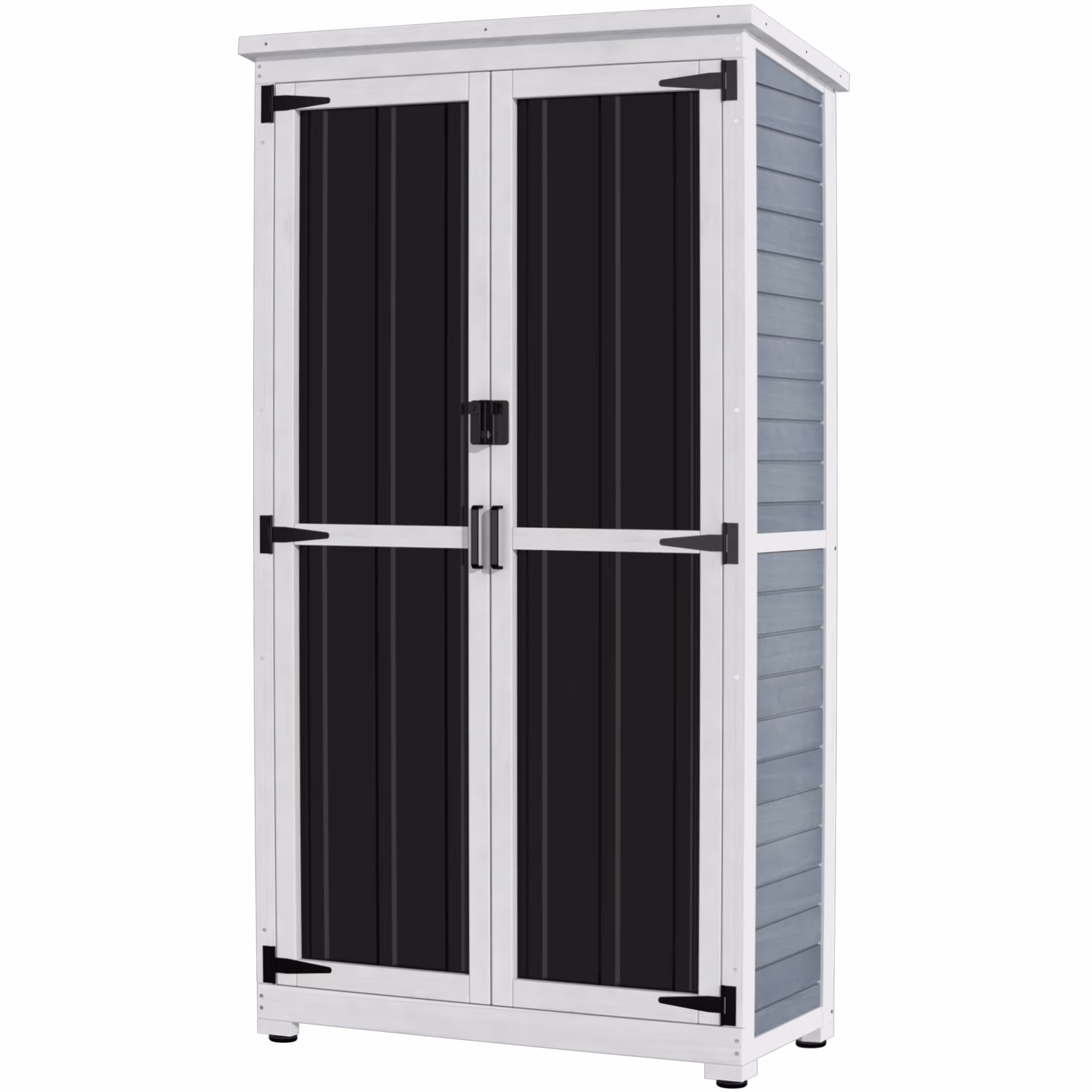 GDLF Outdoor Storage Cabinet Wood & Metal Garden Tool Shed Waterproof Sturdy 66 H