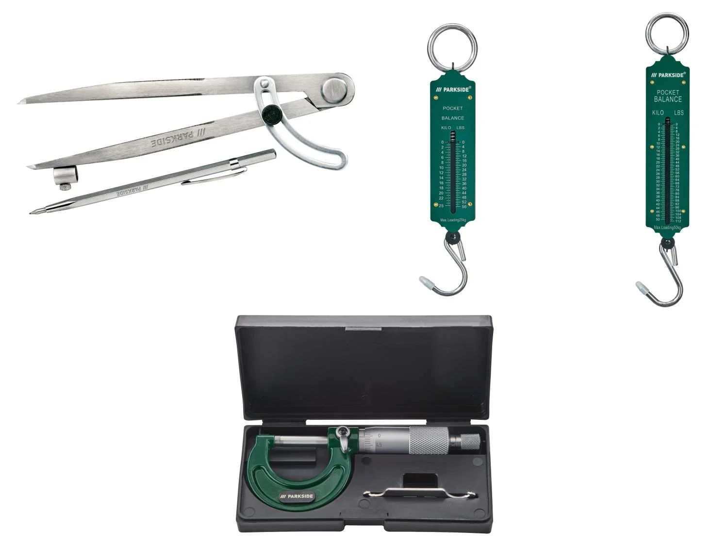 PARKSIDE Compas  charnire, lot de 2 balances  ressort ou micromtre