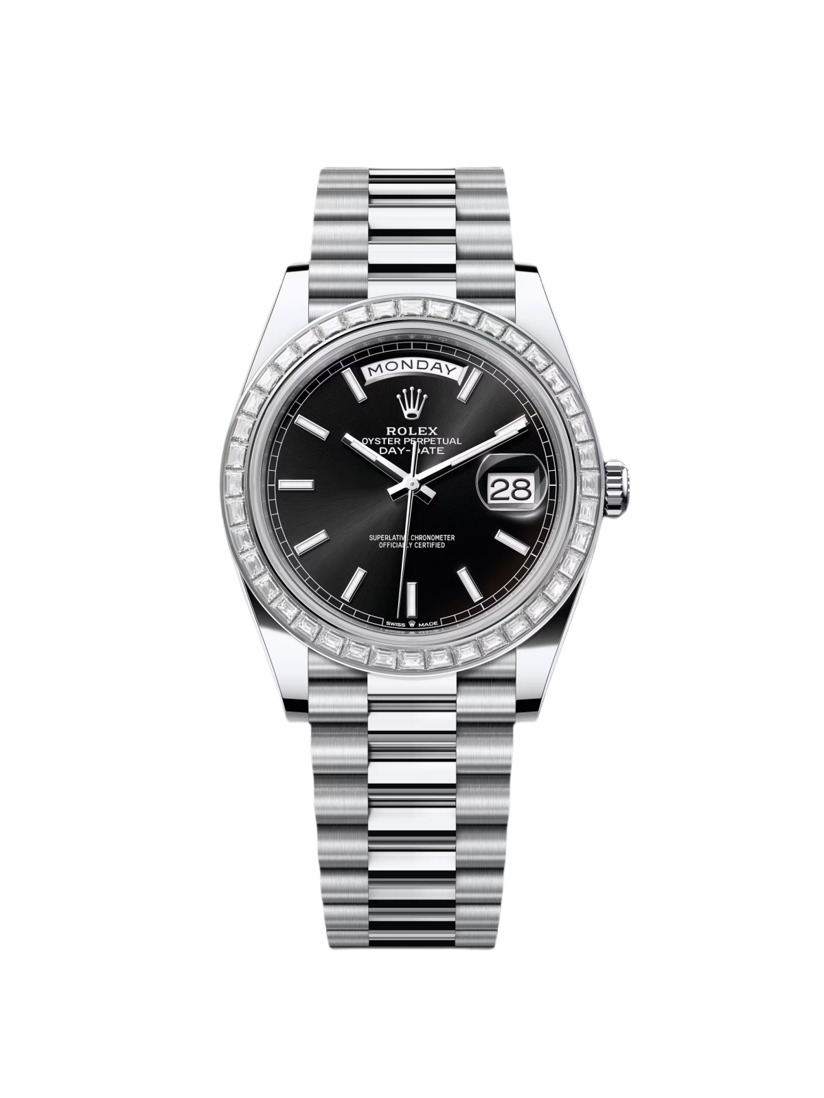 【Super Clone】RLX Day-Date 40mm 228396TBR-0024 Black Dial Diamond Bezel