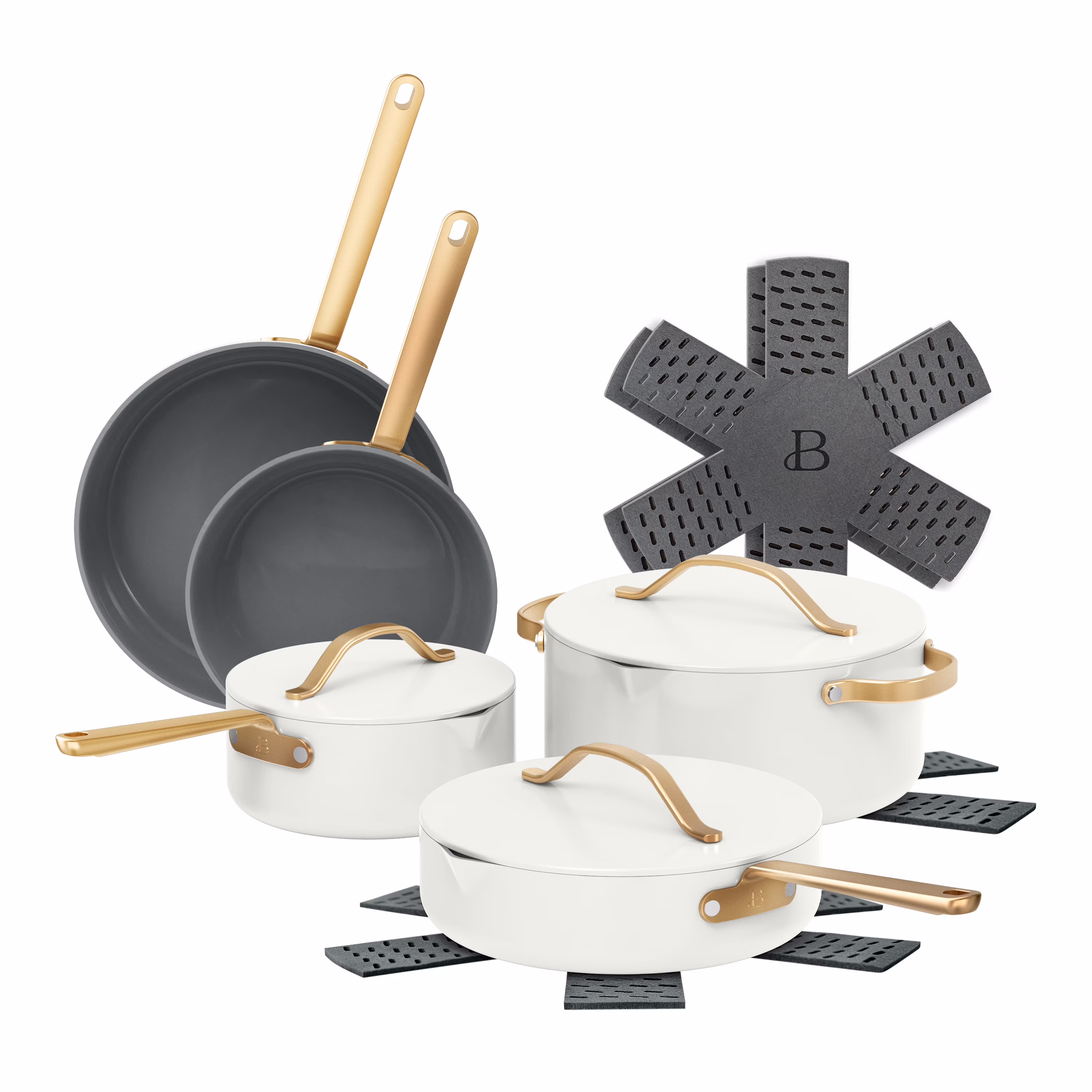 12pc Ceramic Non-Stick Cookware Set with Strainer Lids, White Icing by (White Icing)