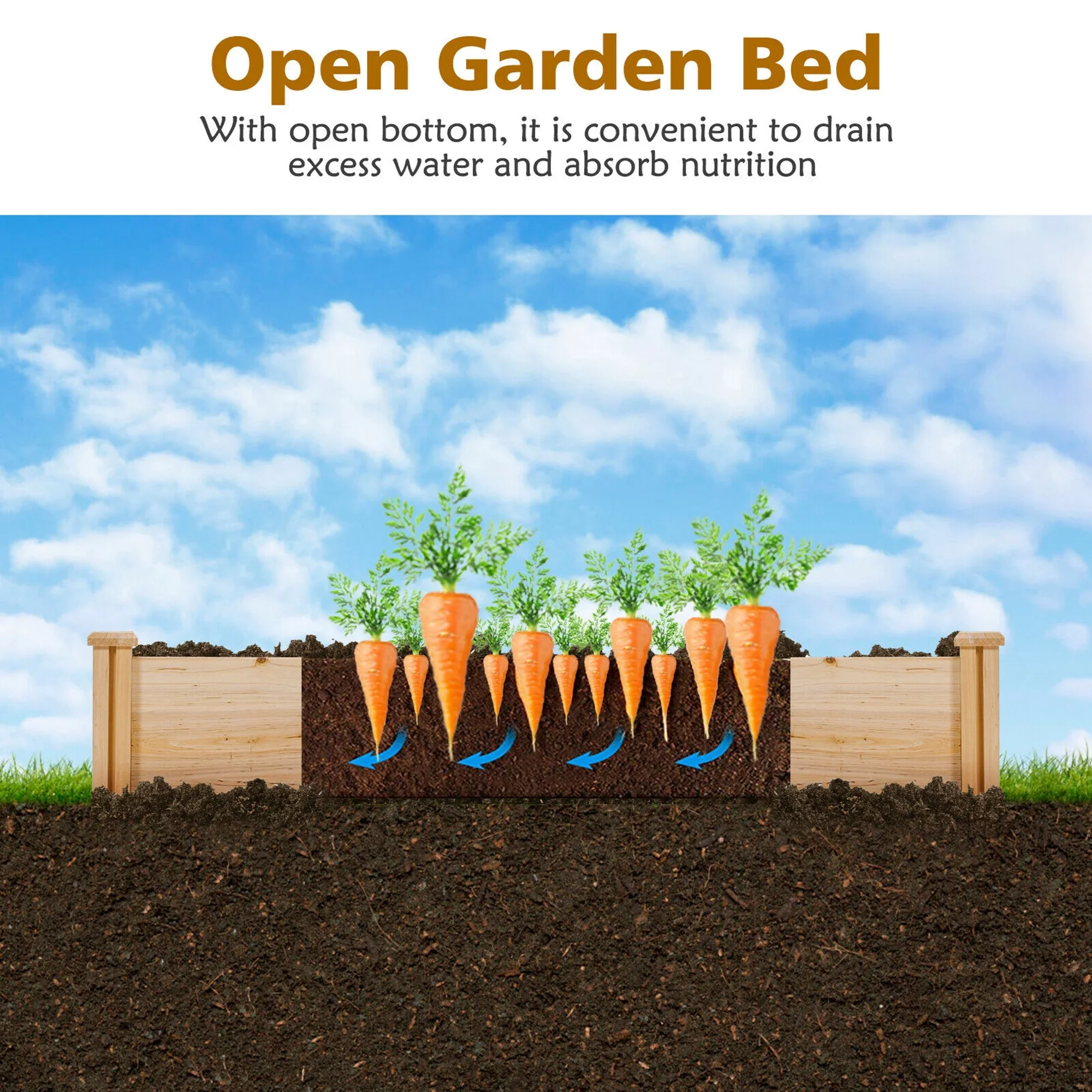 Gymax Raised Garden Bed 92.5x95x11in Wooden Garden Box Planter Container U-Shaped Bed