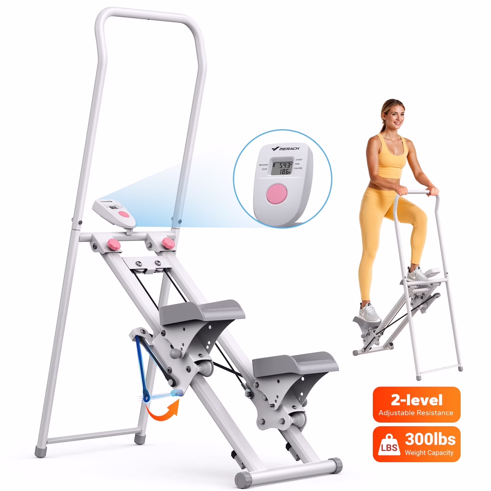 Stair Stepper for Home Compact Foldable Vertical Climber Full-Body Workout Stepper, Home Gym Cardio Exercise Equipment(2-level resistance Black) - Image 5