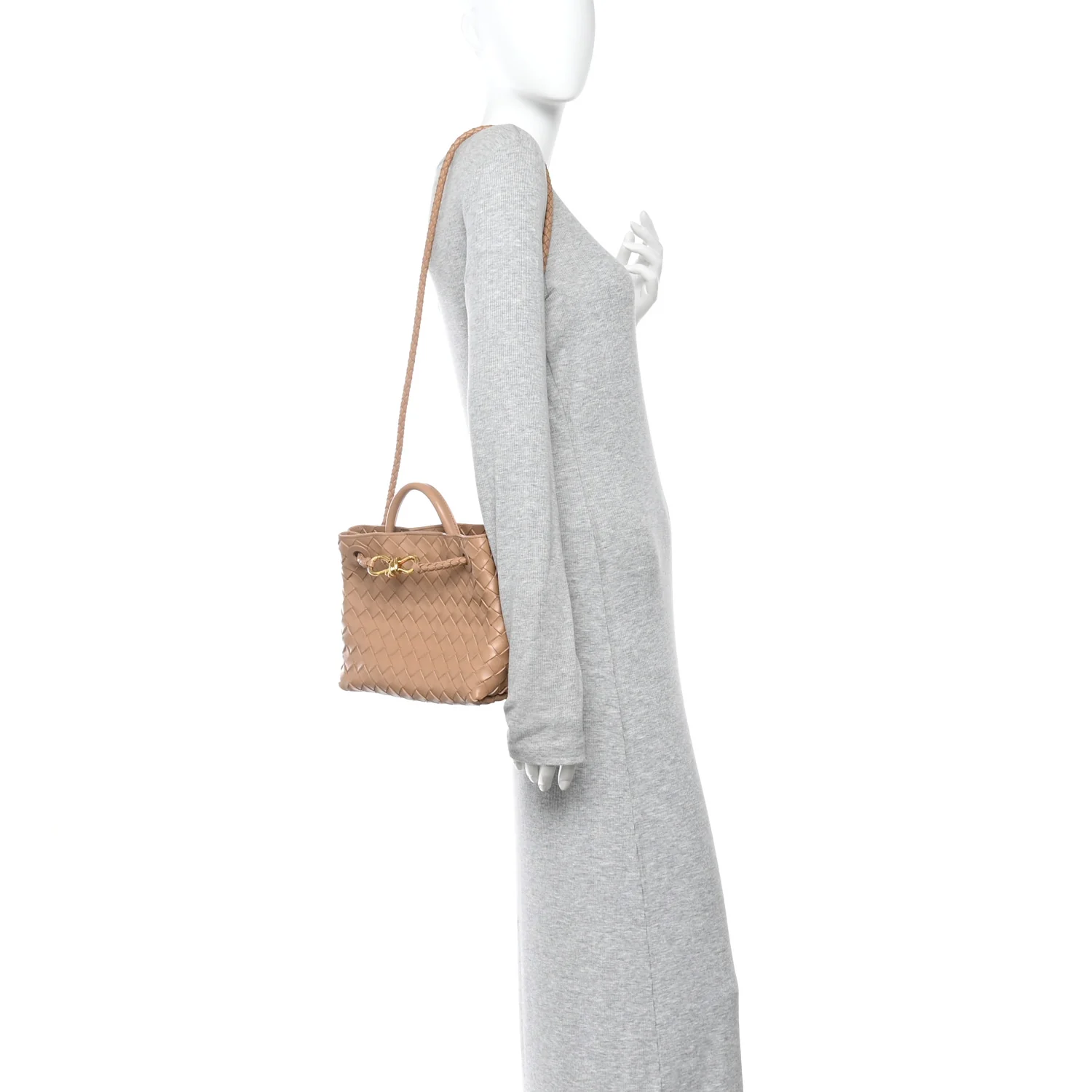 Nappa Intrecciato Small Andiamo Shoulder Bag Biscuit