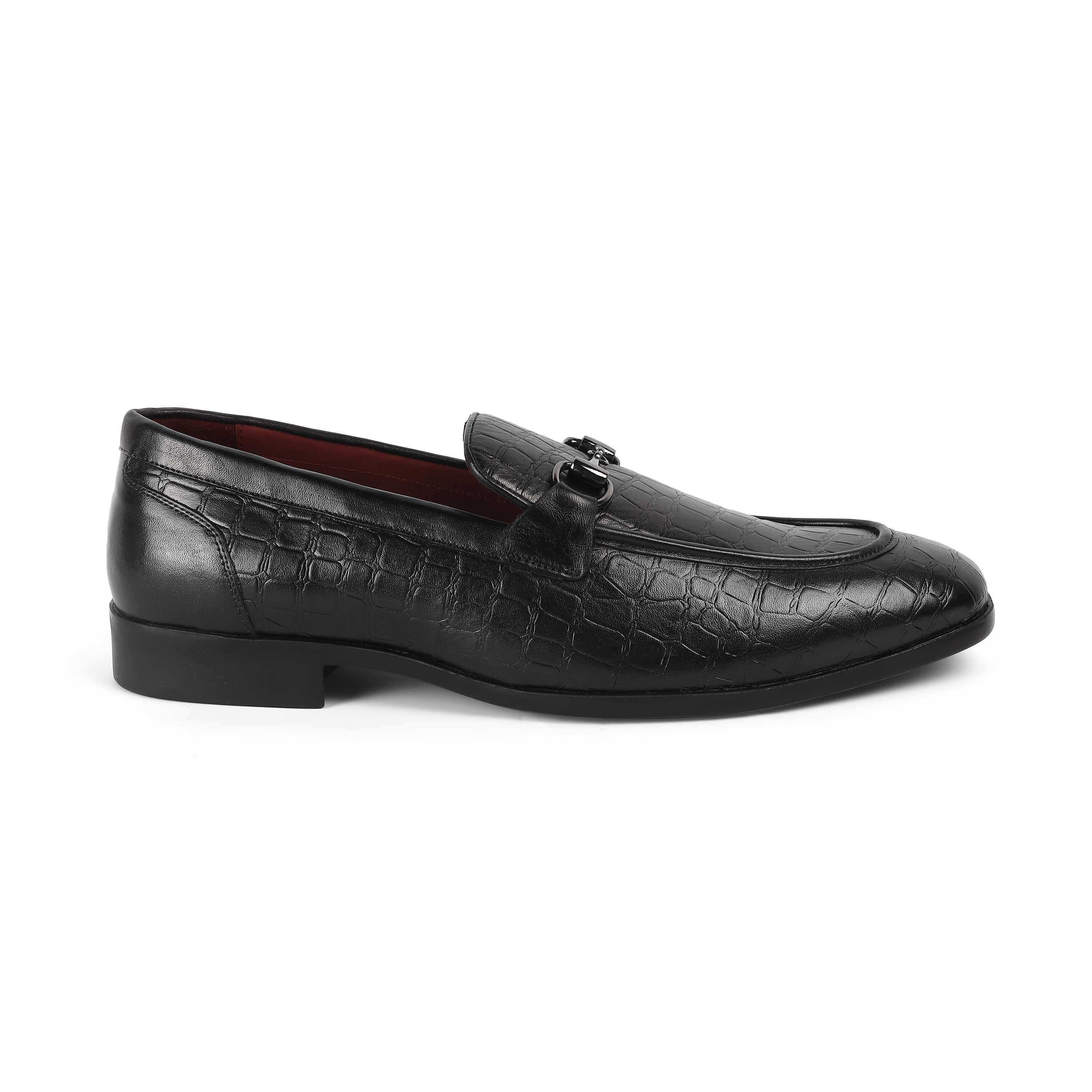 POPECHO Black Men's Leather Loafers