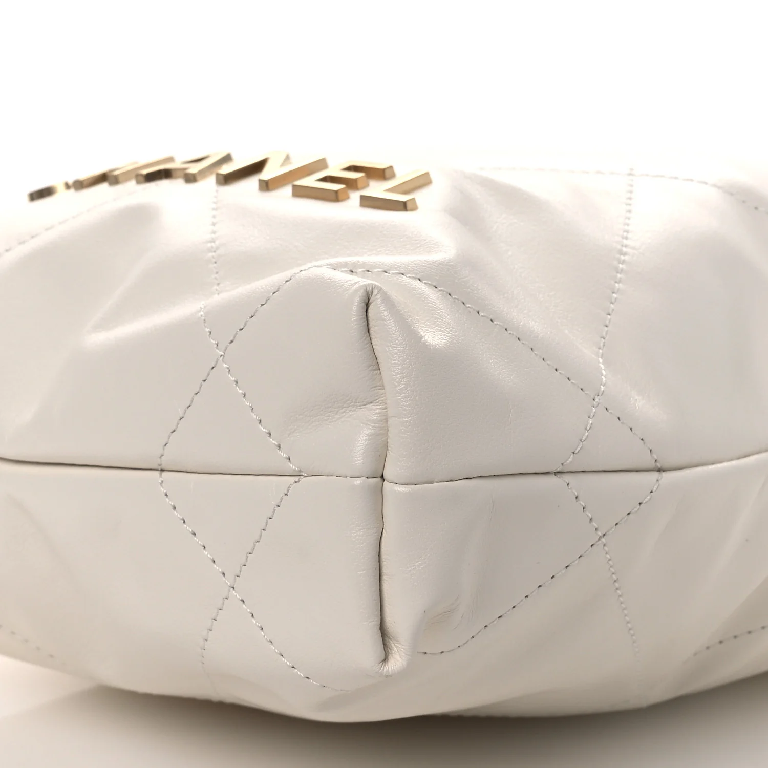 Shiny Calfskin Quilted Mini Chanel 22 White