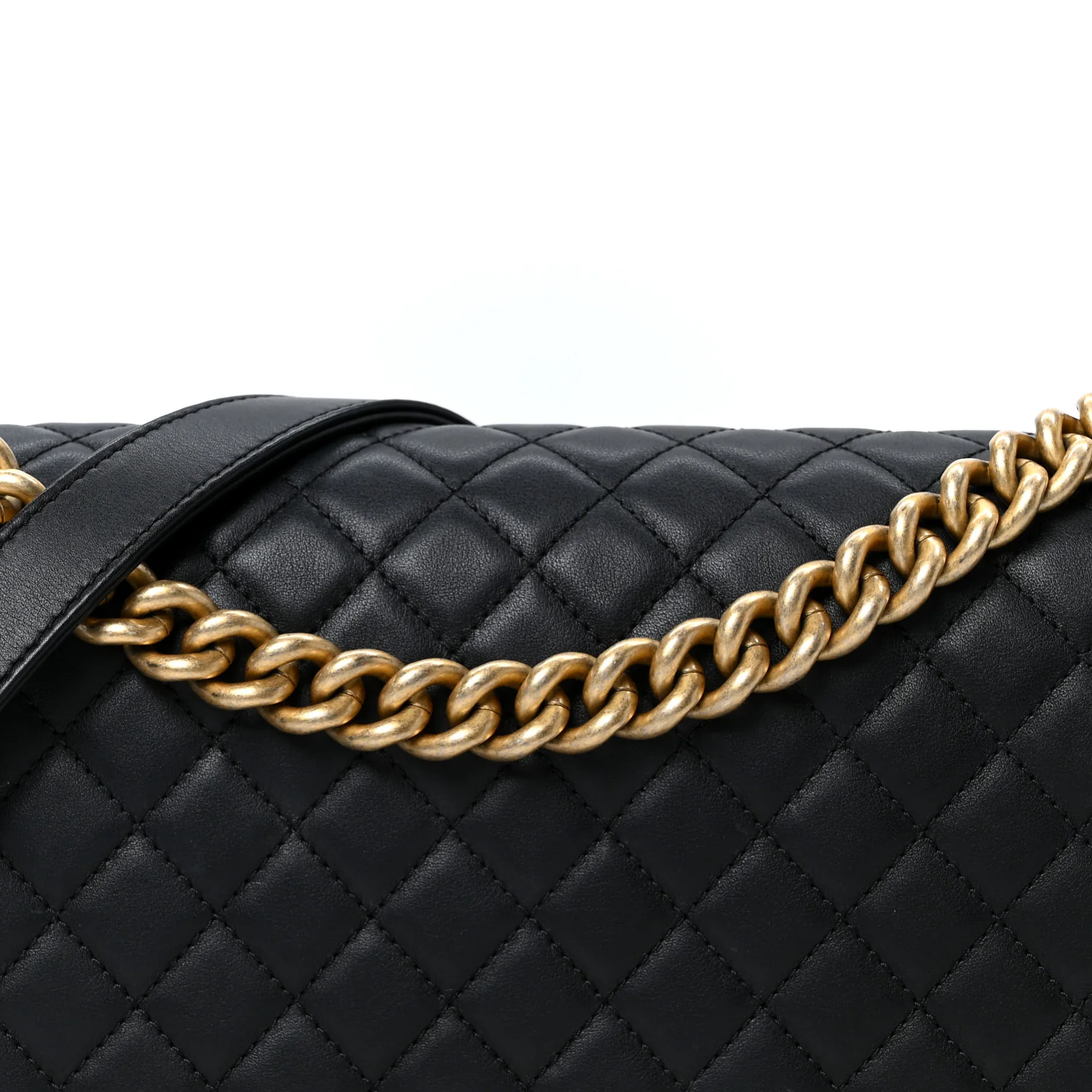 Calfskin Quilted New Medium Boy Flap Black