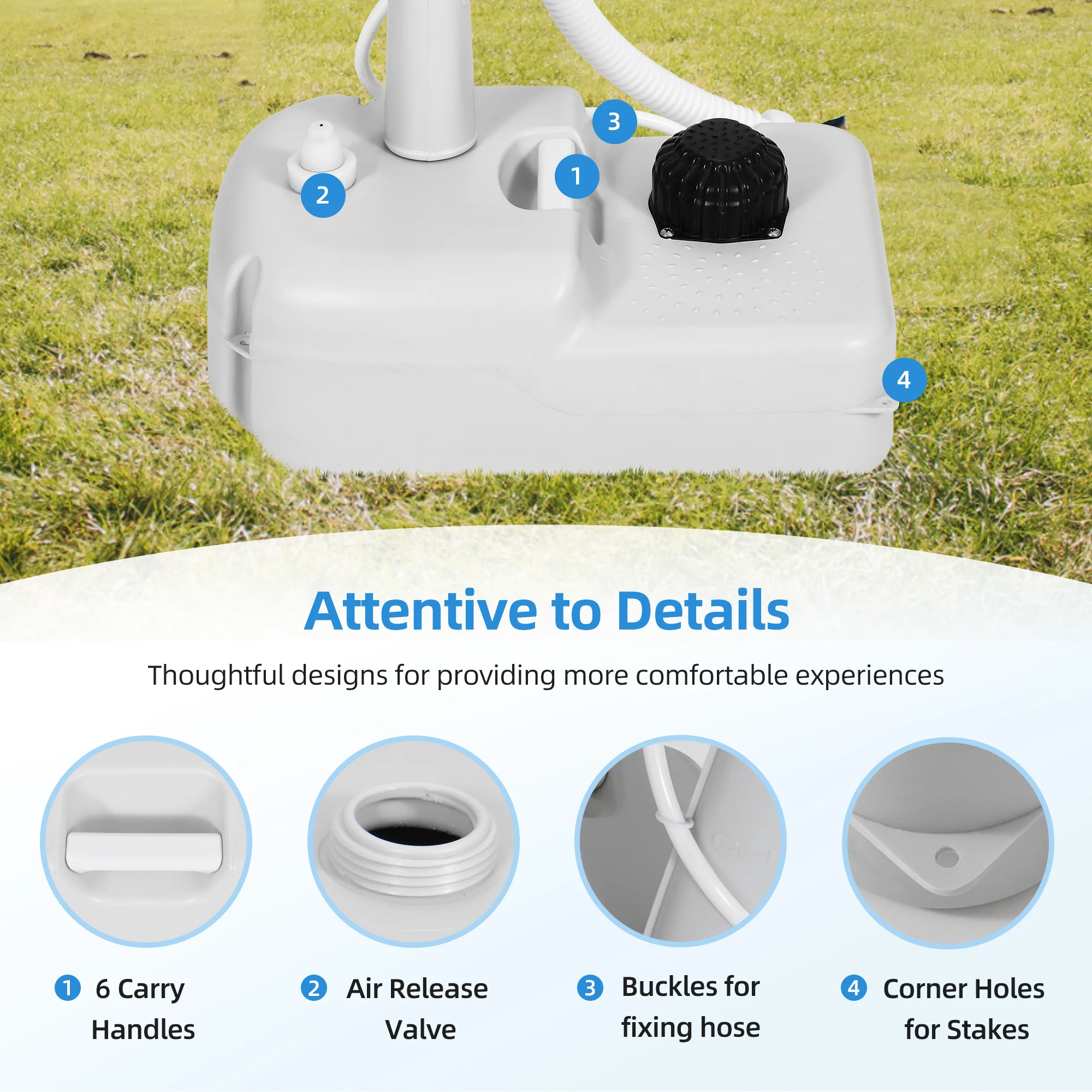 Portable Sink Camping Hand Washing Station with 17 L Wash Basin Stand, Rolling Wheels, Soap Dispenser, Towel Holder, for Outdoor, Travel, Boat, Gather, Garden, Worksite, White