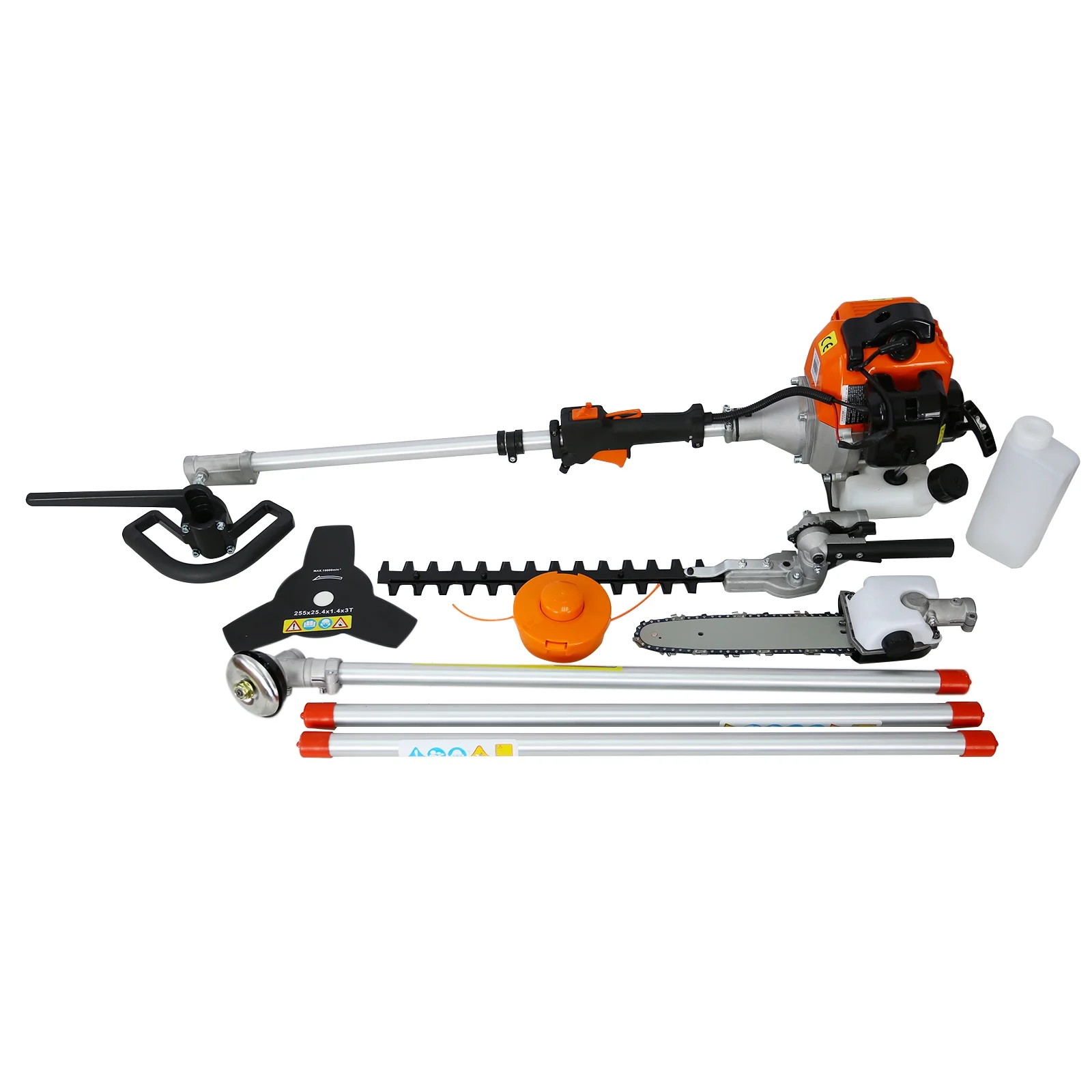 4 in 1 String Trimmer, Gas Powered Weed Eater Multi-Functional Trimming Tool for Lawn Care, 33CC 2-Cycle Grass Trimmer with Gas Pole Saw, Hedge Trimmer, Grass Trimmer, Brush Cutter, Orange(33CC 2-Cycle Gas Powered Weed Eater, Orange/Black) - Image 6