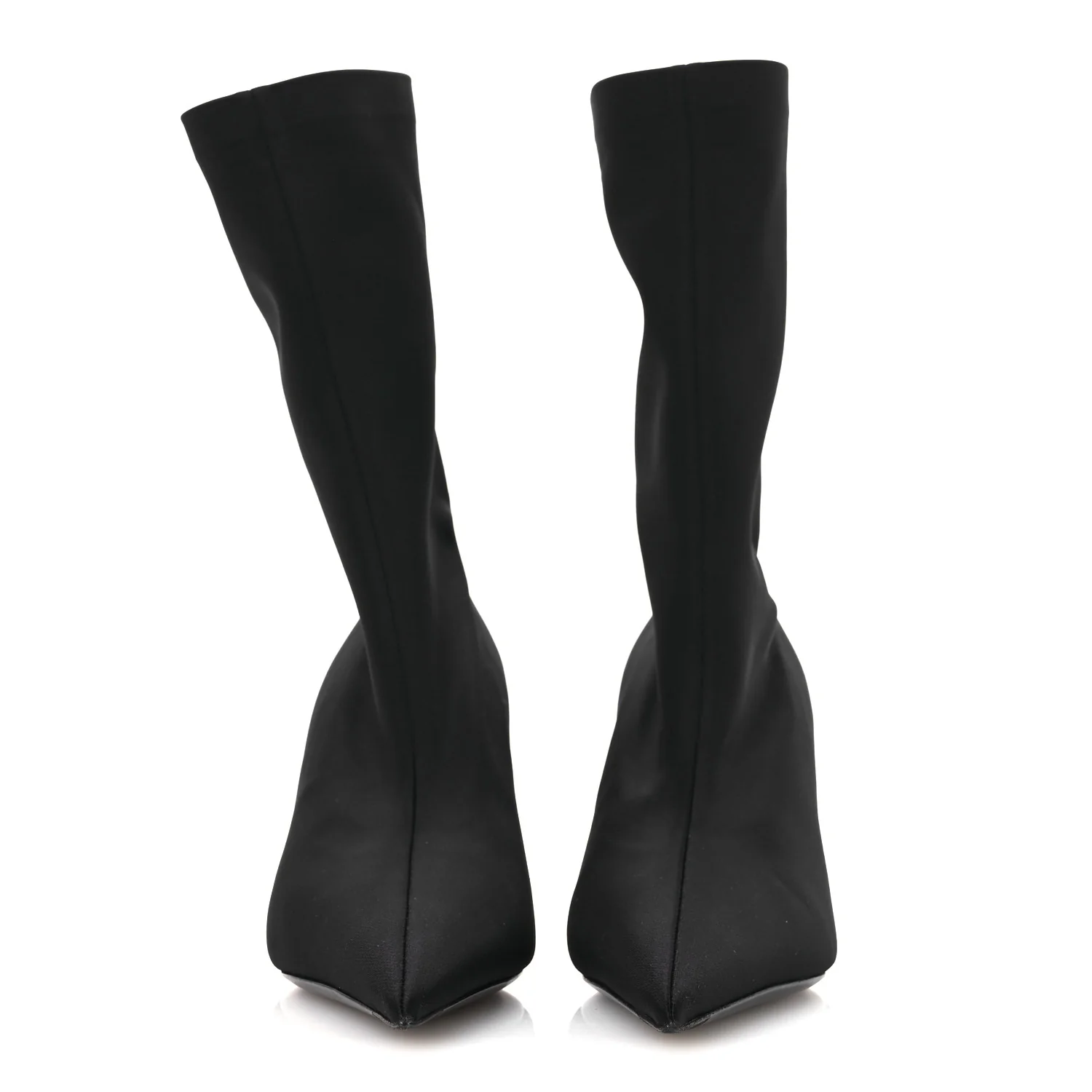Jersey Crepe Extreme Pointed Toe Knife Booties 36 Black