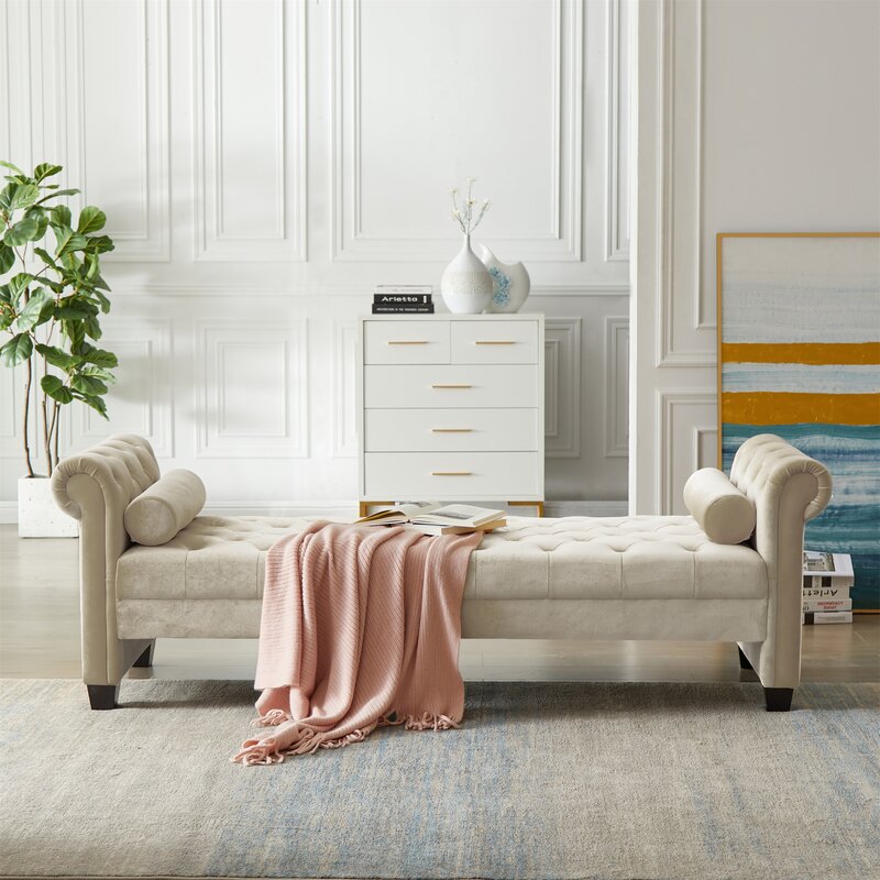 Canapé-lit Aitiana 82,3'' en velours avec accoudoirs arrondis