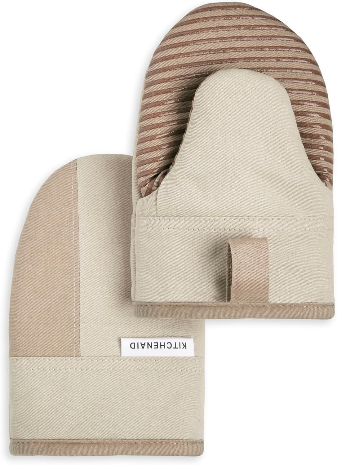 KitchenAid Beacon Two-Tone Non-Slip Mini Oven Mitt Set, Pistachio/Graphite Green, 5.5