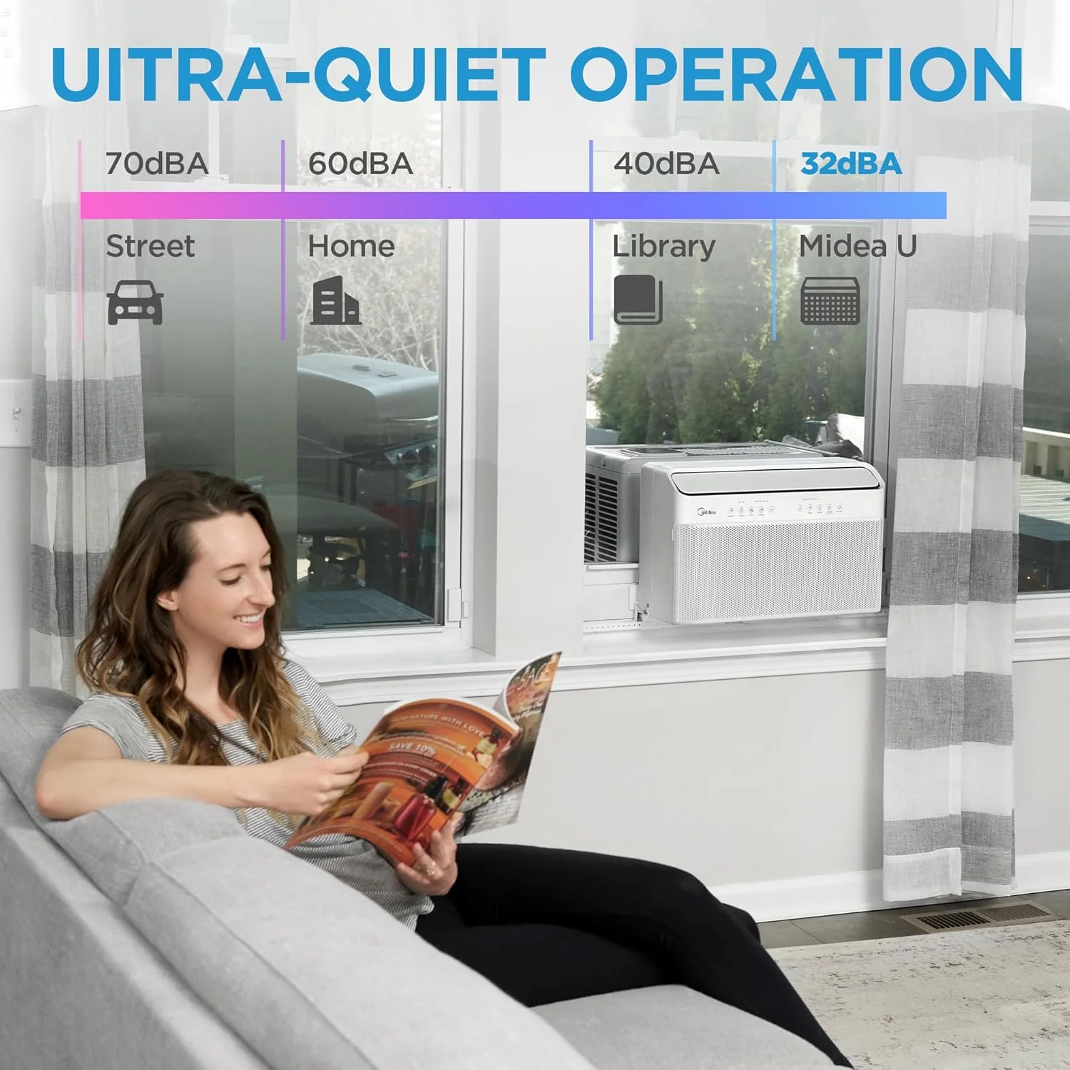 8.000 BTU U-Shaped Smart Inverter Air Conditioner – Cools up to 350 Sq. Ft.. Ultra Quiet with Open Window Flexibility. Compatible with Alexa. 35% Energy Savings. Remote Control (Renewed)