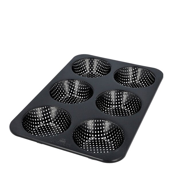 Bread Buddies hamburgerbrødform 6 stk perforert 32x21 cm svart