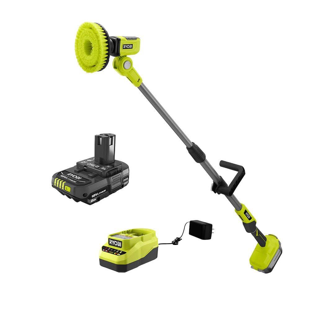 Ryobi ONE+ 18V Cordless Telescoping Power Scrubber and 2.0