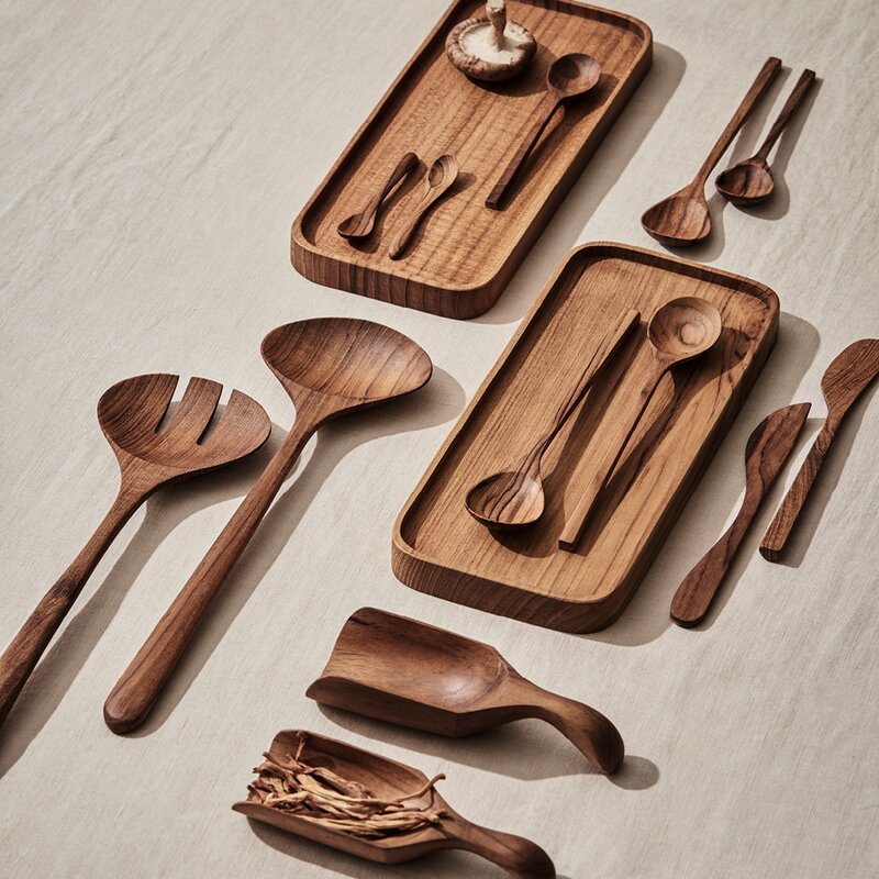 Teak smørkniv sett 2 deler 18 cm