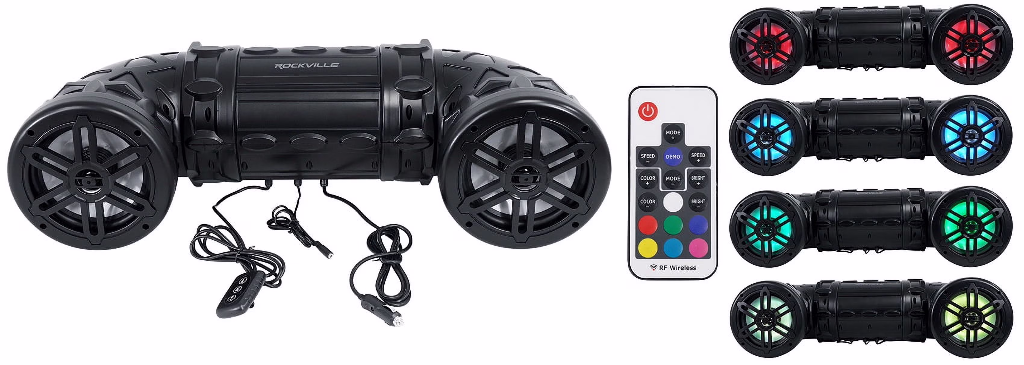 RATV80L V2 Bluetooth Dual 8" Powered 600w ATV/UTV/Marine Speaker w/LED