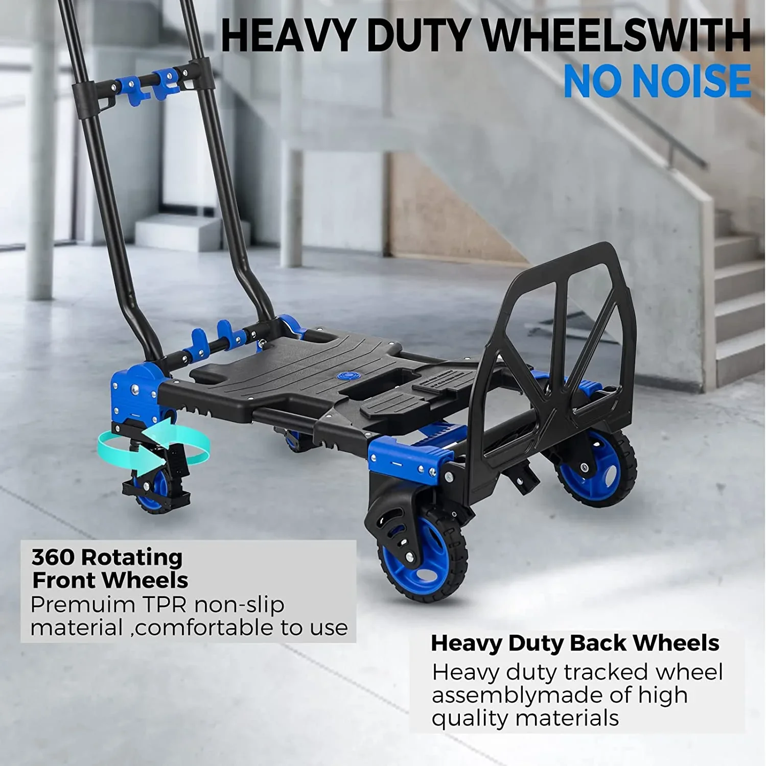 SHZOND 2 in 1 Folding Hand Truck 330 lbs Load Capacity Dolly Cart,Heavy Duty Aluminum Hand Truck with 4 Wheels