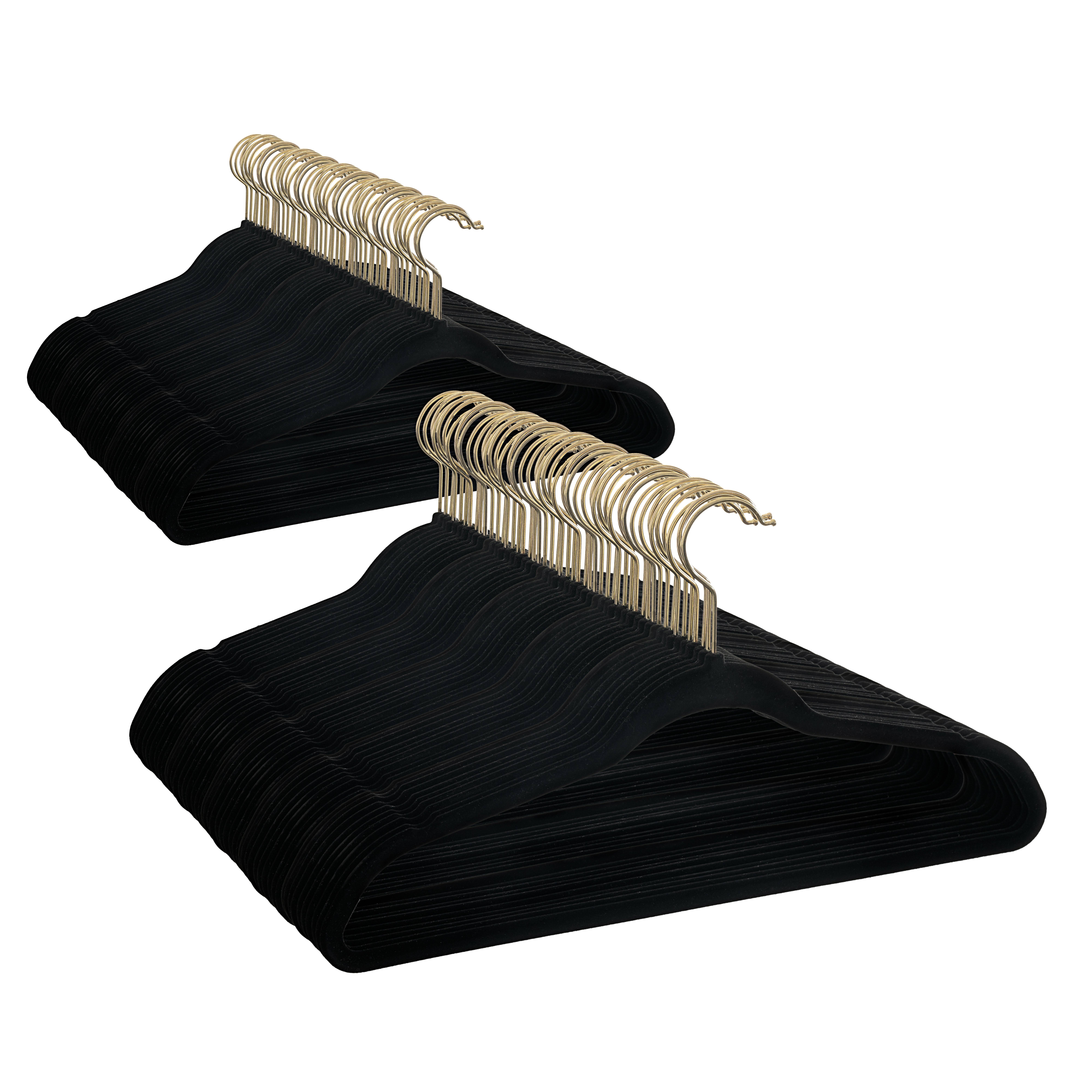 Better Homes & Gardens Non-Slip Velvet Clothing Hangers, 100 Pack, Black
