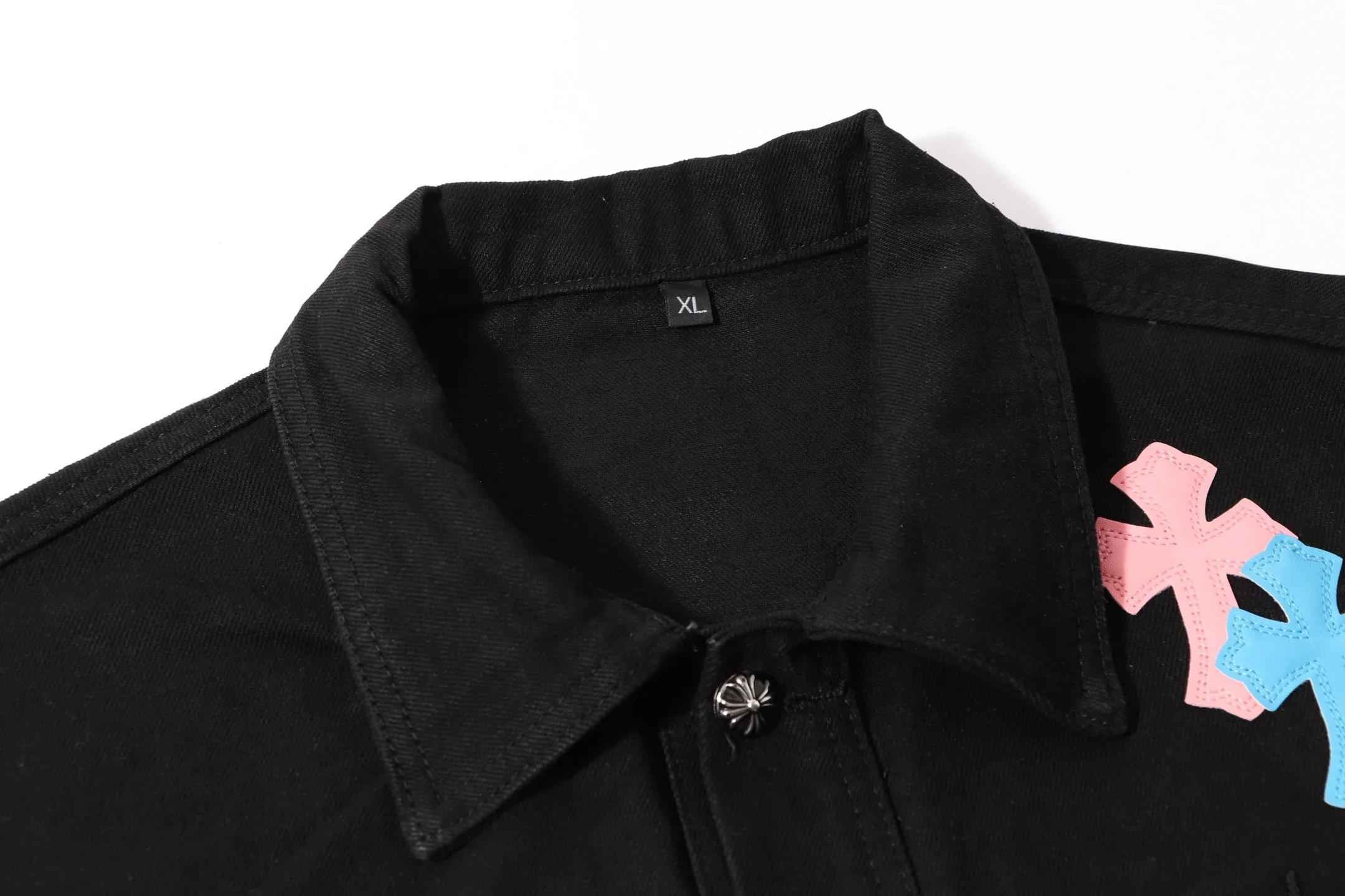Chrome Hearts Multi Cross Studded Denim Jacket - Black Gothic Streetwear Coat H49