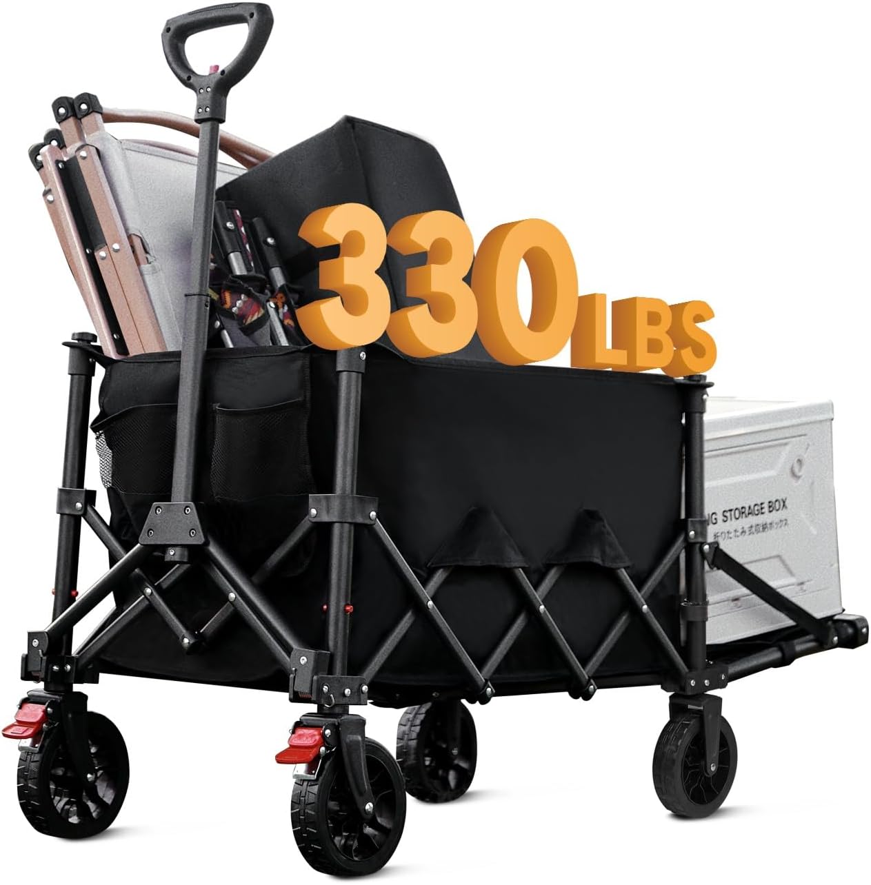 Outdoor Camping Trailer with Detachable Wheels, Portable Folding Multi-Functional Travel Trailer with Tailgate Extension, Ideal for Outdoor Camping and Grocery Shopping
