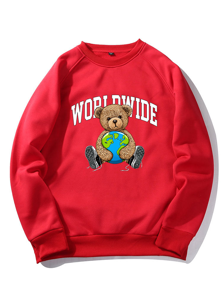 Sweat-shirt à manches raglan imprimé ours du monde entier