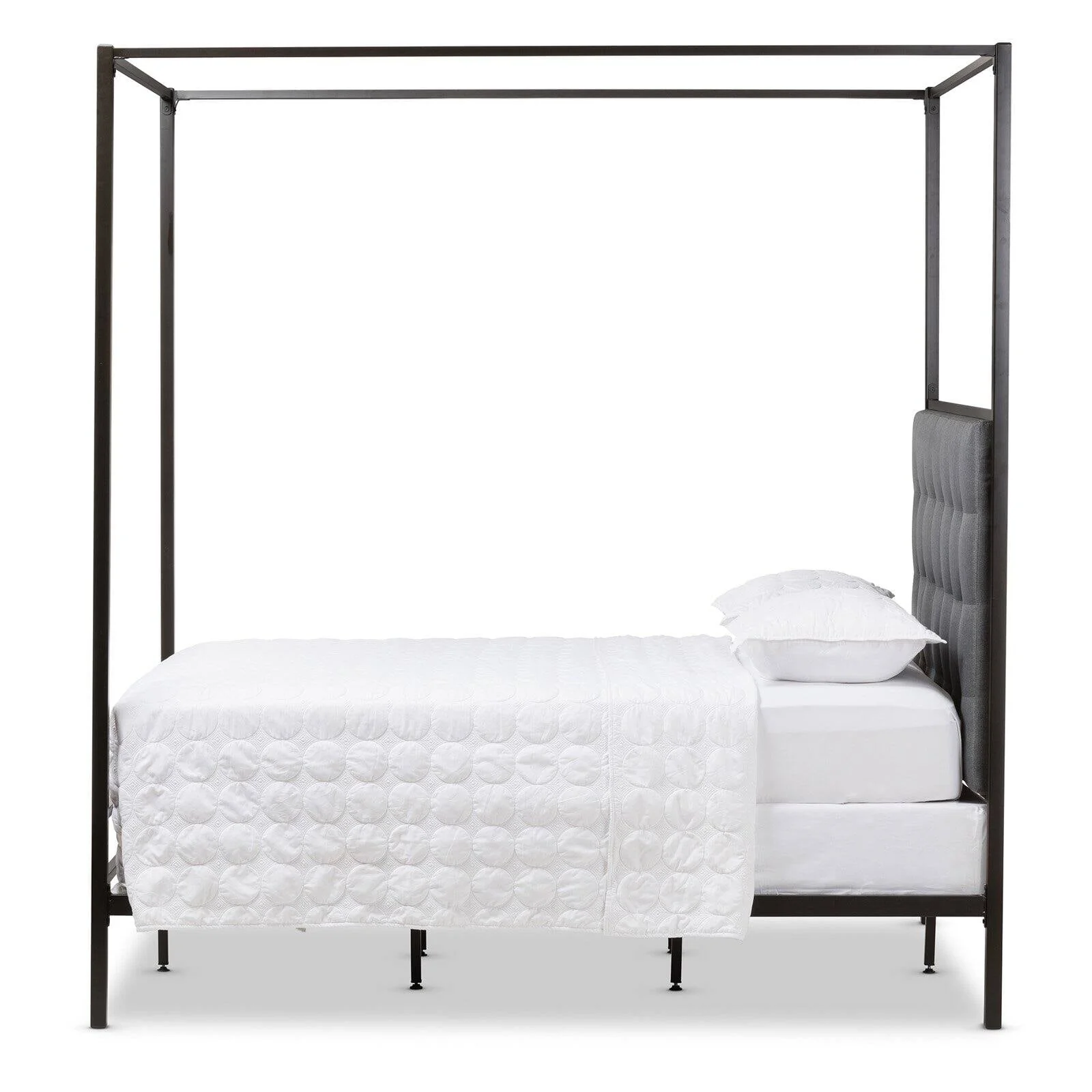 Baxton Studio Eleanor Vintage Black Finished Metal Canopy Queen Bed