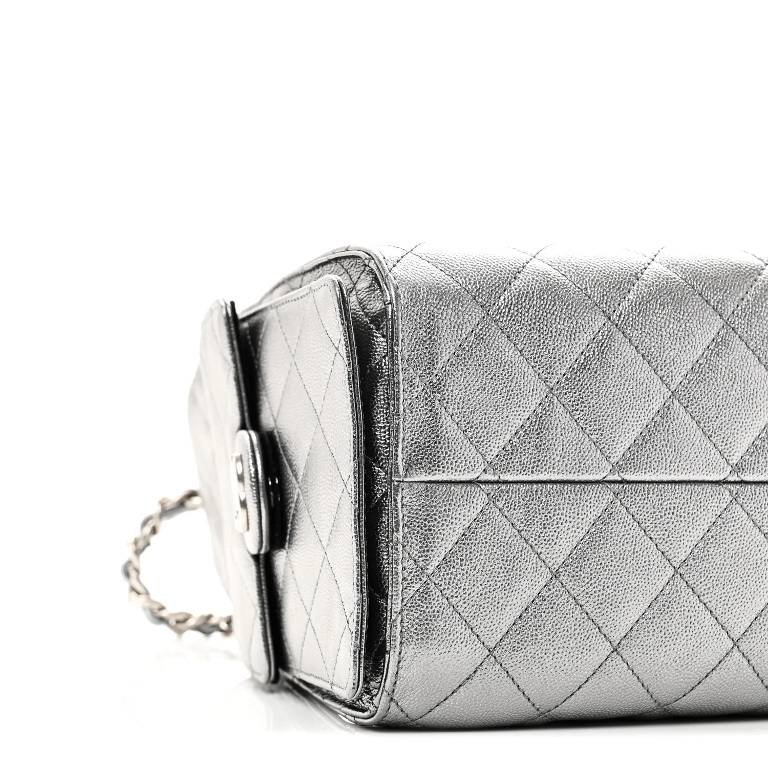 Metallic Caviar Quilted Small Chanel 25 Handbag Anthracite