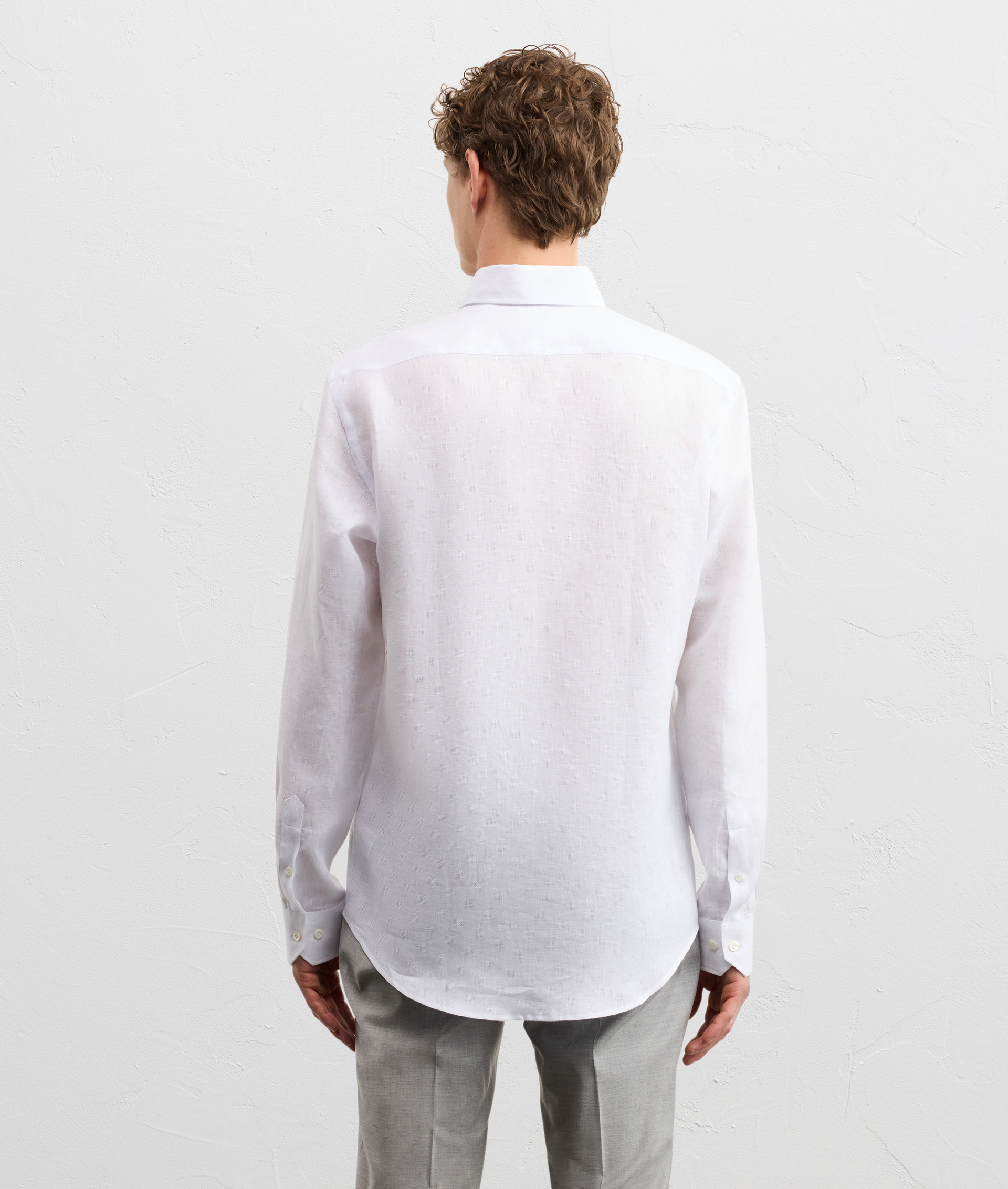 WHITE LINEN FRENCH ONE PIECE PALERMO COLLAR SHIRT