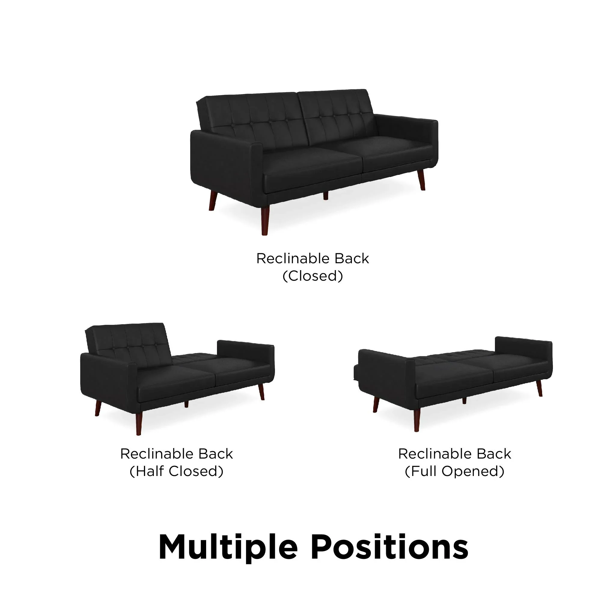 Better Homes & Gardens Nola Modern Futon, Camel Faux Leather