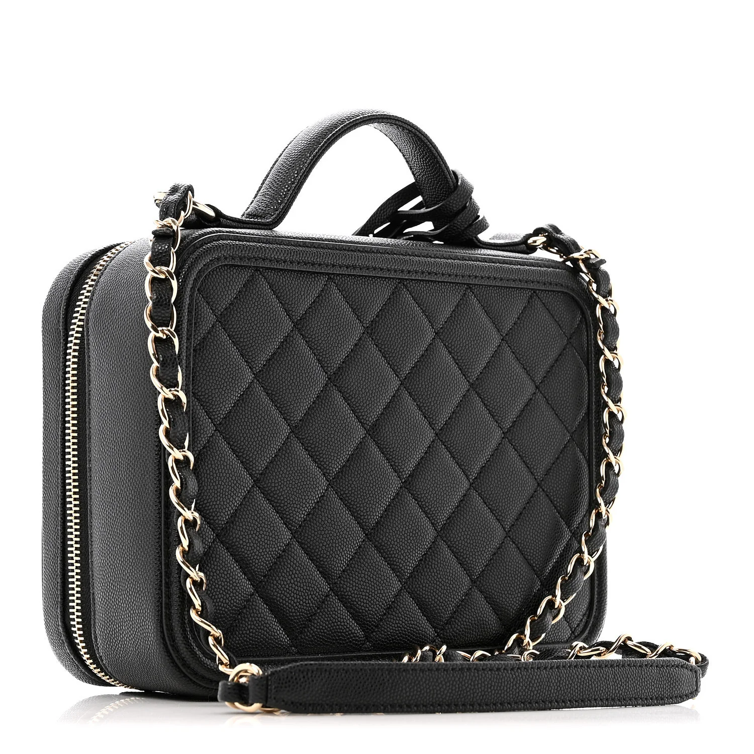 Caviar Quilted Medium CC Filigree Vanity Case Black