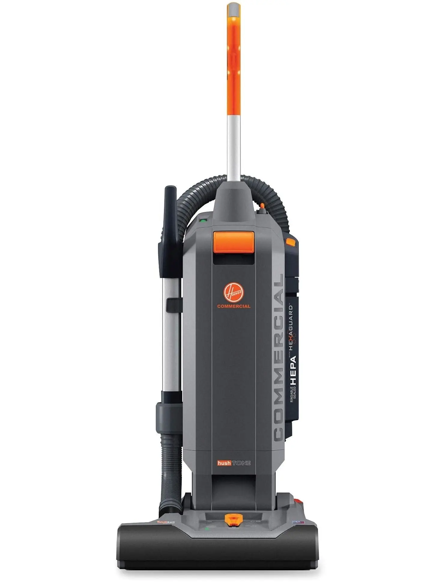 Aspirateur vertical commercial Hoover HushTone, 38 cm (15 pouces) avec Intellibelt, pour moquettes et sols durs, CH54115, gris