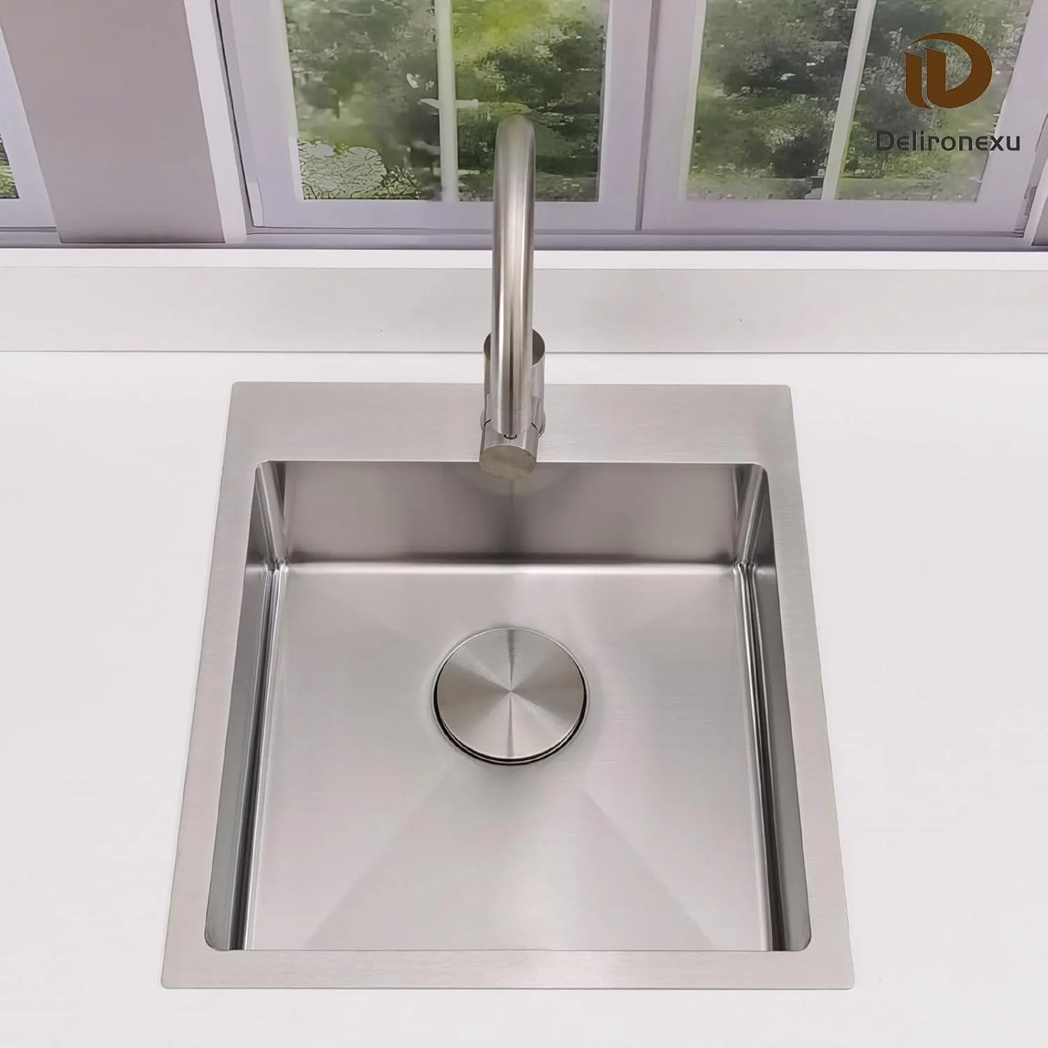 17 Inch Bar Sink Drop In �C Small Kitchen Sink, Modern 18 Gauge Stainless Steel sink with Brushed Finish, 17"x19"x6" Single Bowl kitchen Sinks for RV, Prep, and Outdoor Use - Image 8