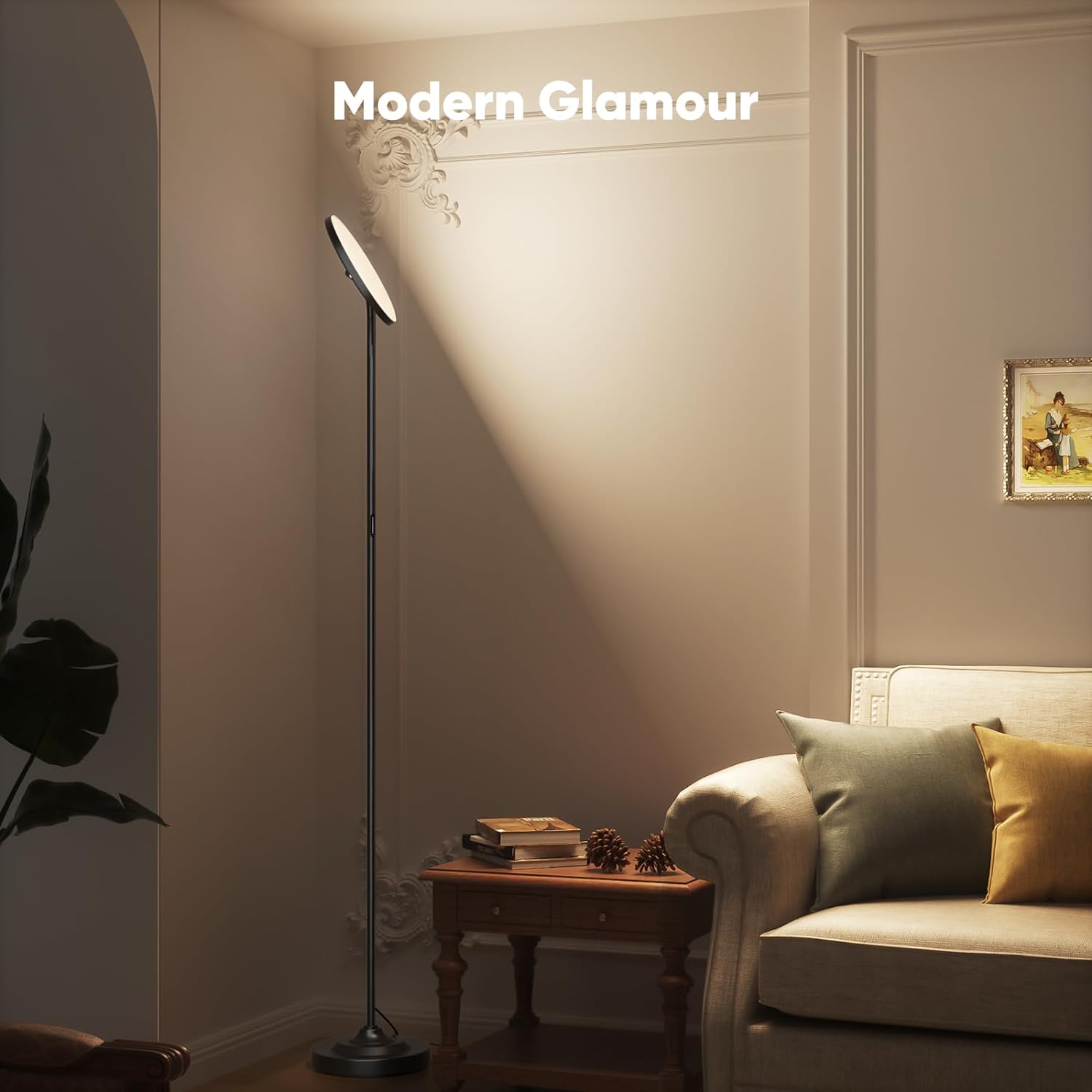 36W LED Floor Lamp, Super Bright Standing Lamp, Modern Stepless Dimmable Torchiere Tall Lamp with Remote Control, 350��Rotating Head Reading Floor Lamp for Living Room, Bedroom, Office(Black(CCT)) - Image 6
