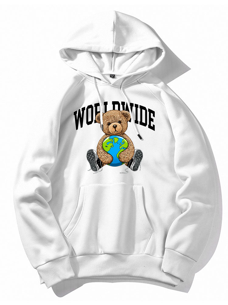 Sweat à capuche imprimé ours du monde entier