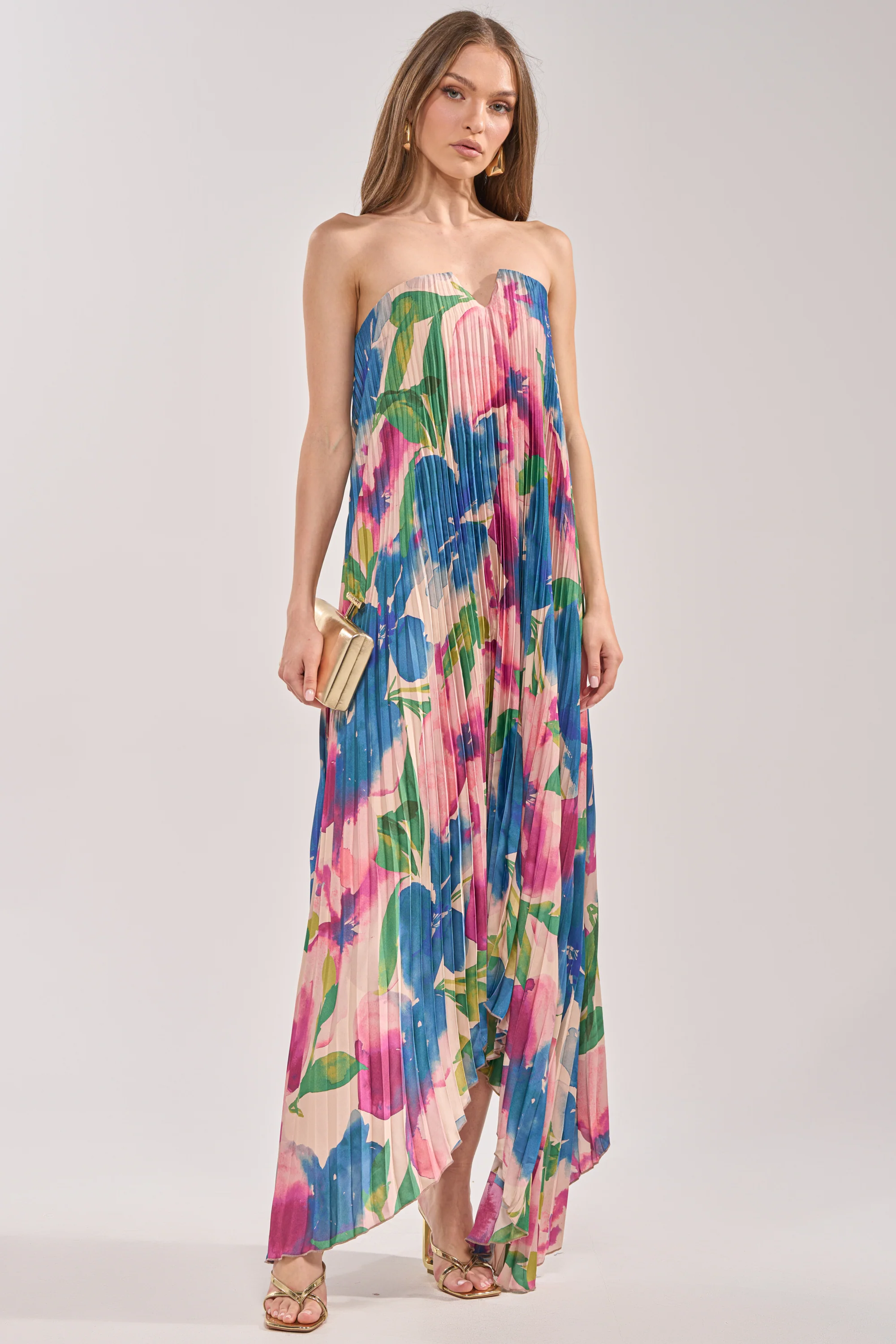 COCKTAIL HOUR FLORAL STRAPLESS MAXI DRESS - Akira Store