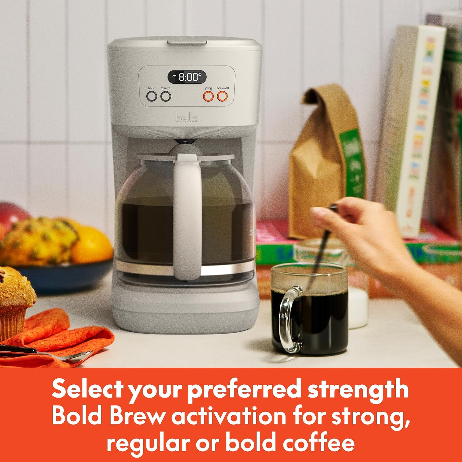 Bella 12-Cup Programmable Coffee Maker, LCD, Auto Shutoff, 900W