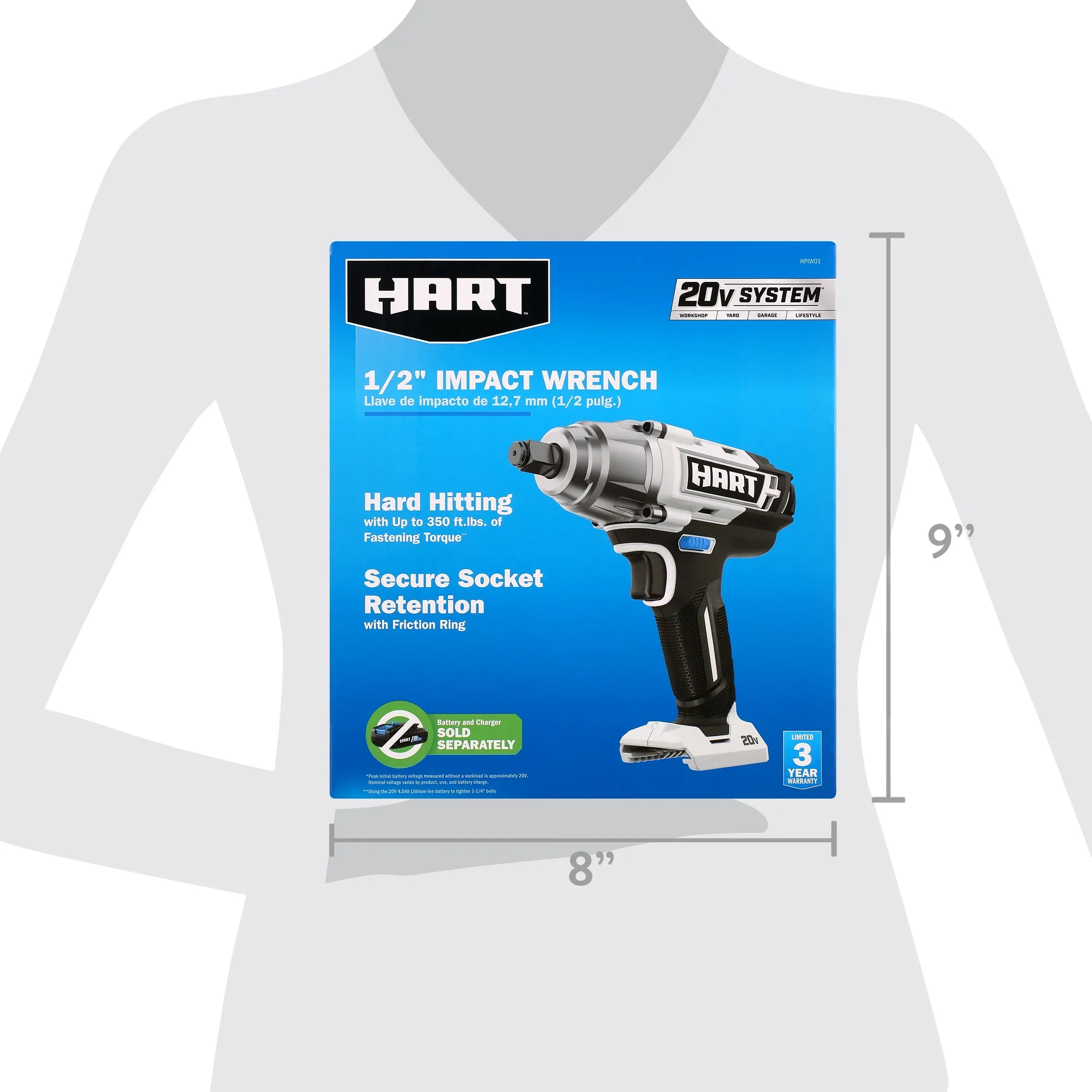 HART 20-Volt 1/2-inch Battery-Powered Impact Wrench (Battery Not Included)