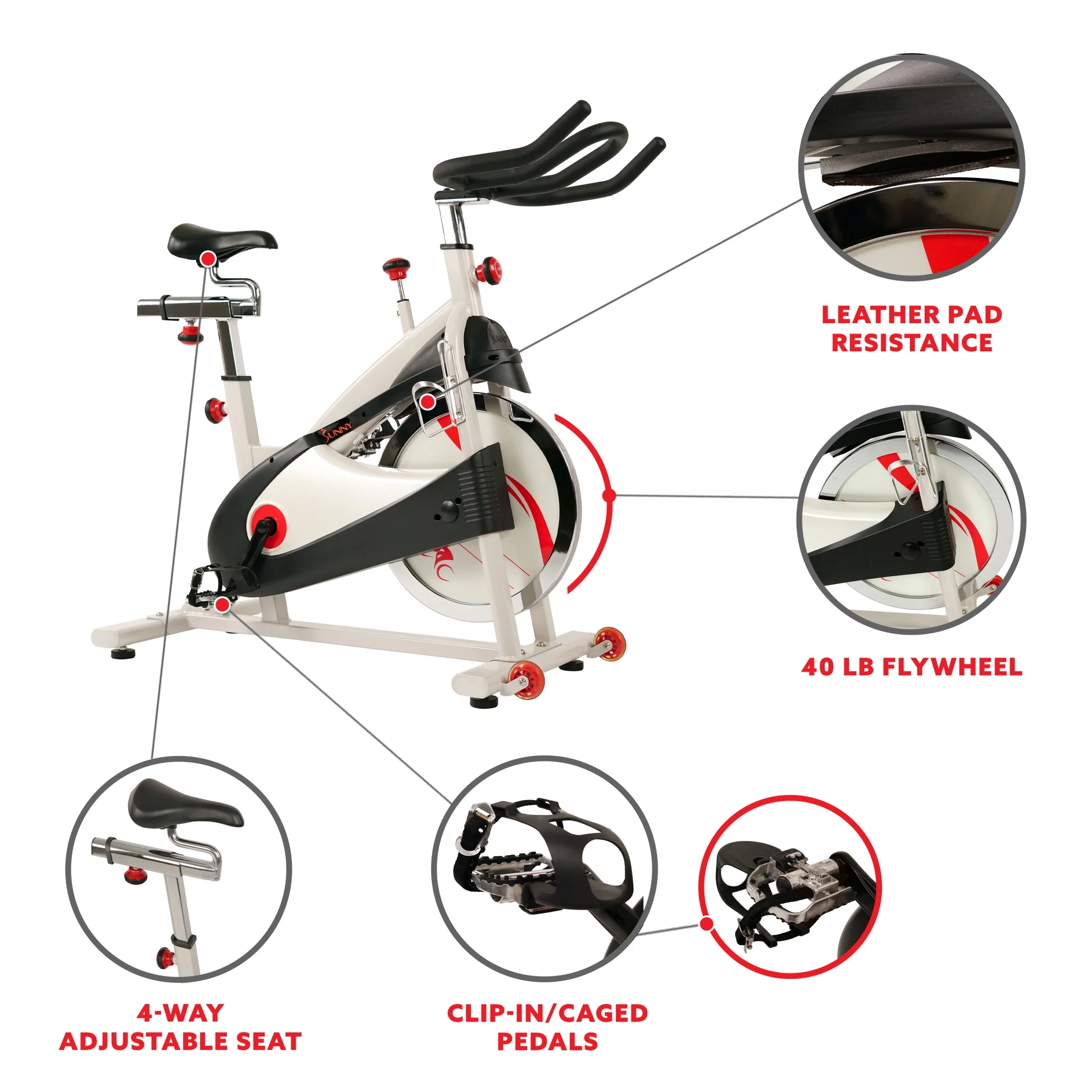40lb Flywheel Belt Drive Indoor Cycle Bike w/ Clipped Pedals SF-B1509(Belt Drive) - Image 10