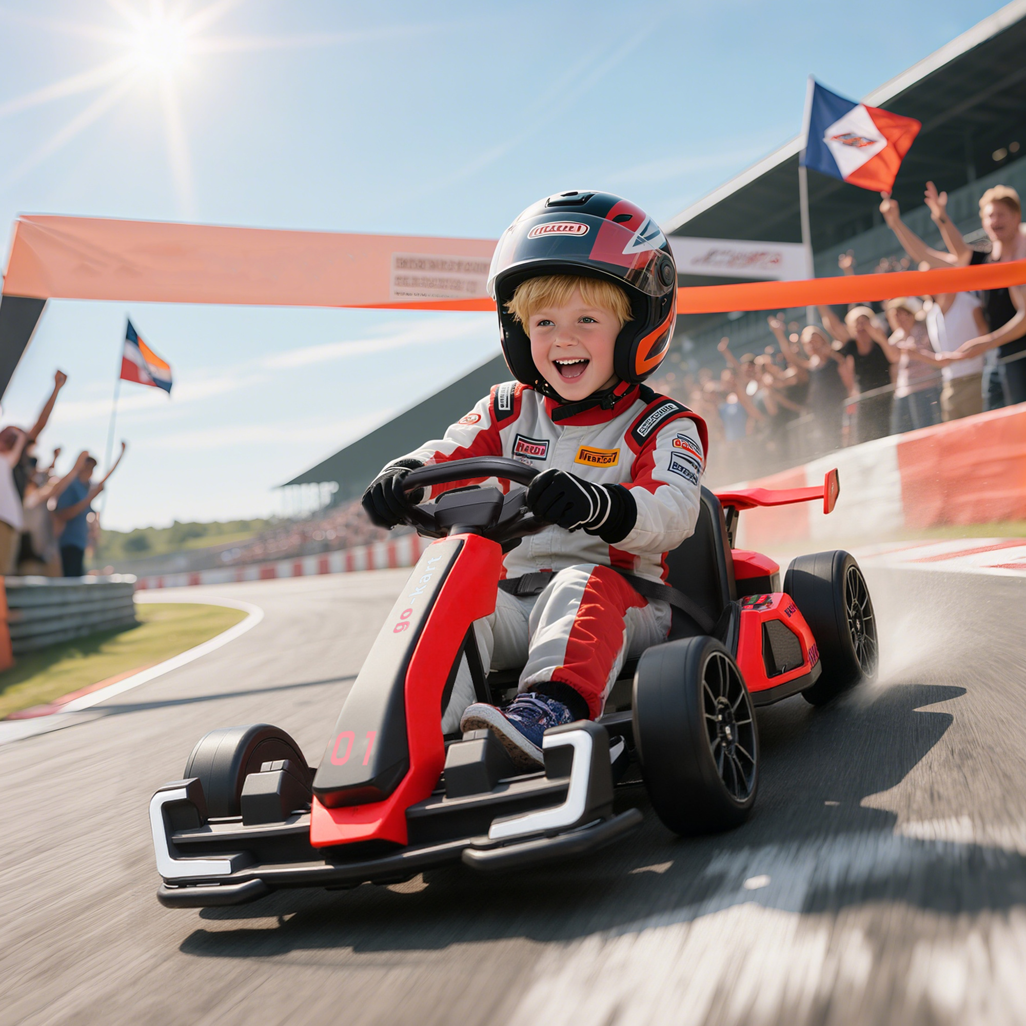 HOMCOM Go-Kart voor Kinderen, Elektrisch Kart met Toeter en Muziekfunctie, Verstelbare Stoel, tot 12 km/u, Kunststof, Metaal, Rood