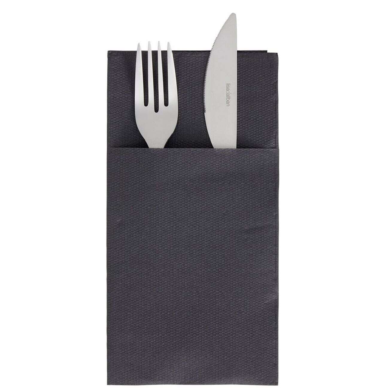 Serviette range couverts 40cm noir x20