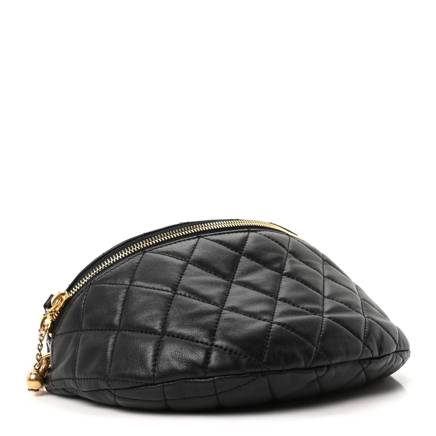 Lambskin Pearl Quilted CC Belt Bag Black