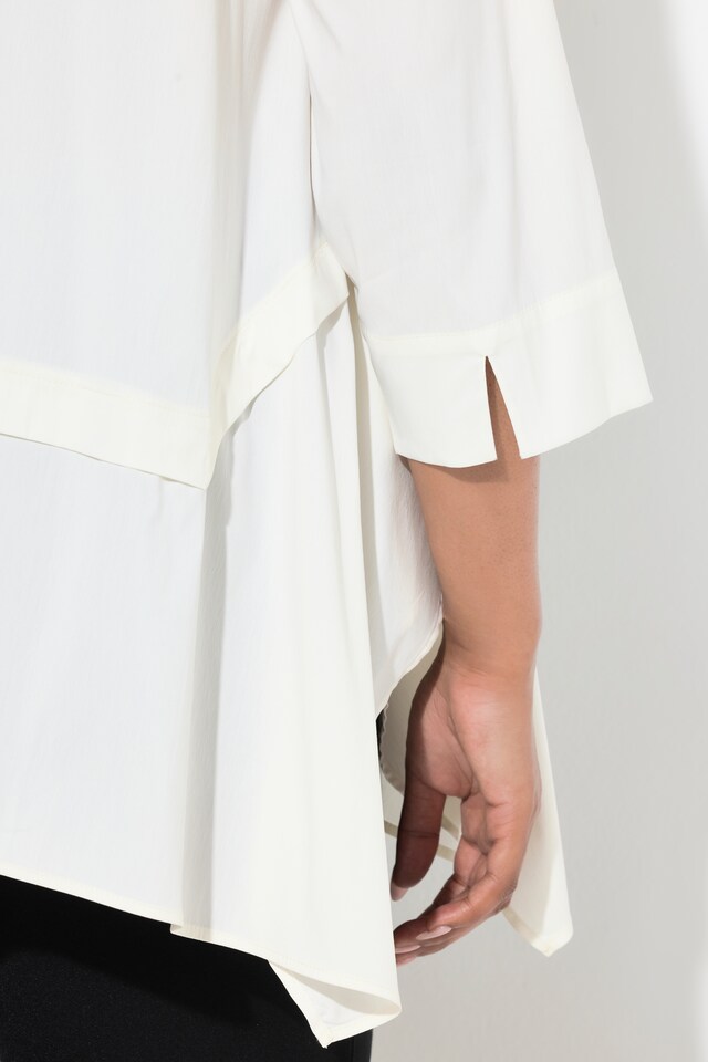 Asymmetric Seam 3/4 Sleeve Pointed Hem Blouse