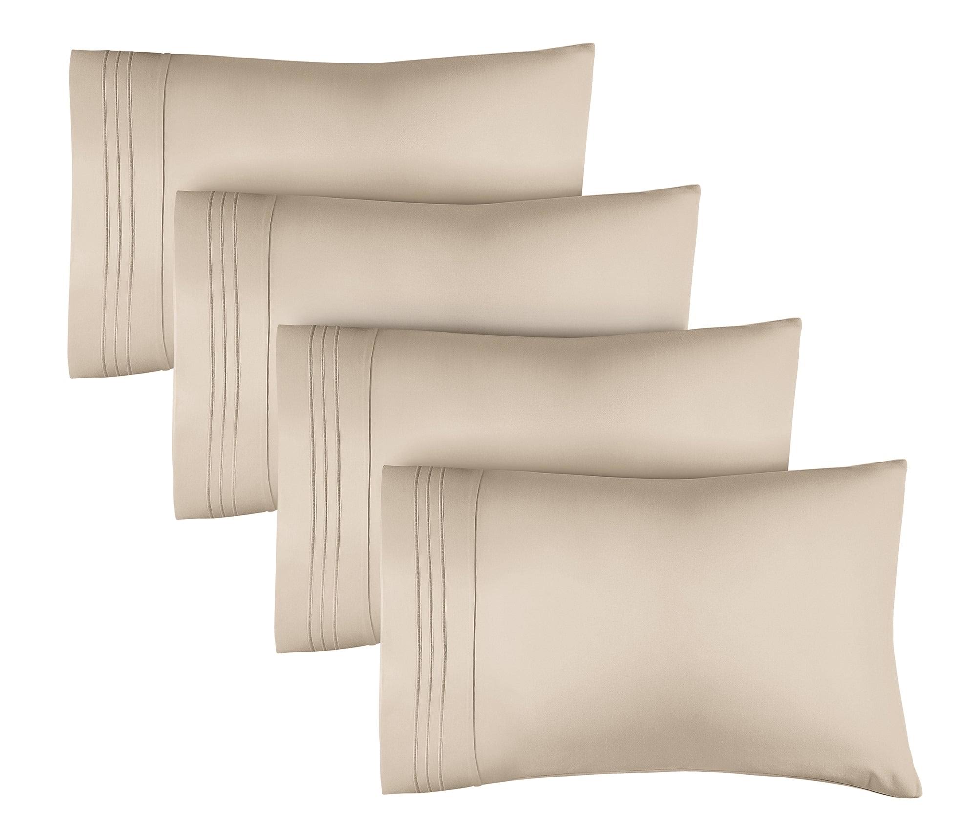 Soft Microfiber Pillowcase Set of 4 Queen in White